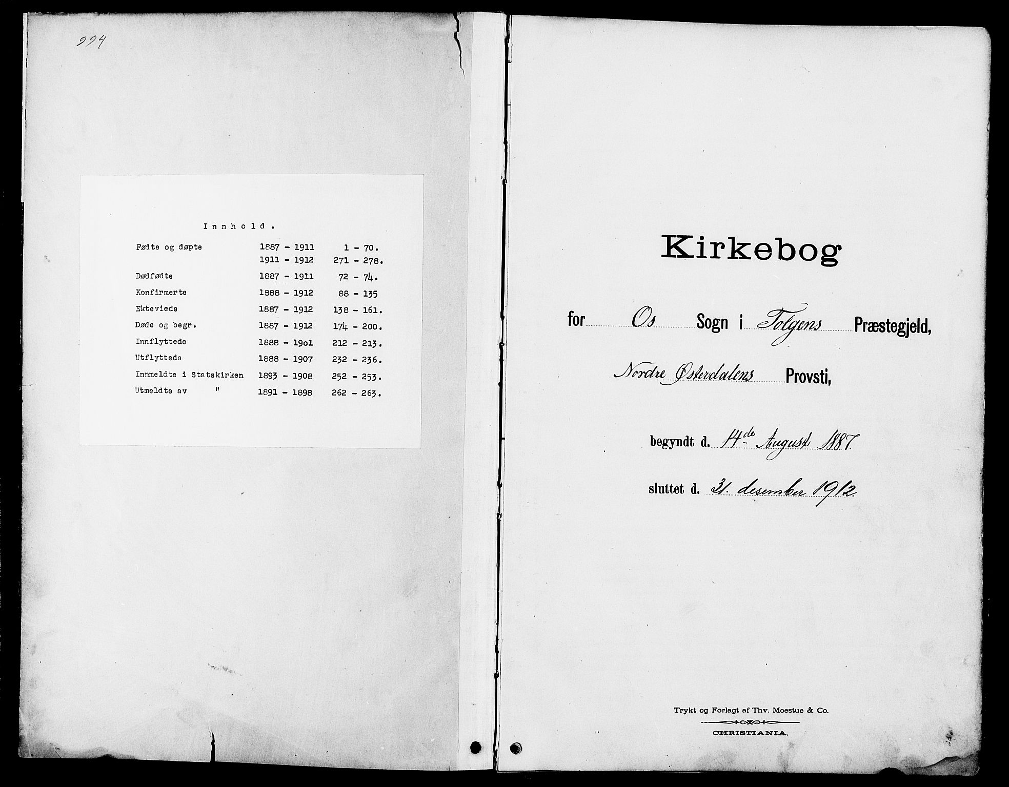Tolga prestekontor, SAH/PREST-062/L/L0008: Klokkerbok nr. 8, 1887-1912