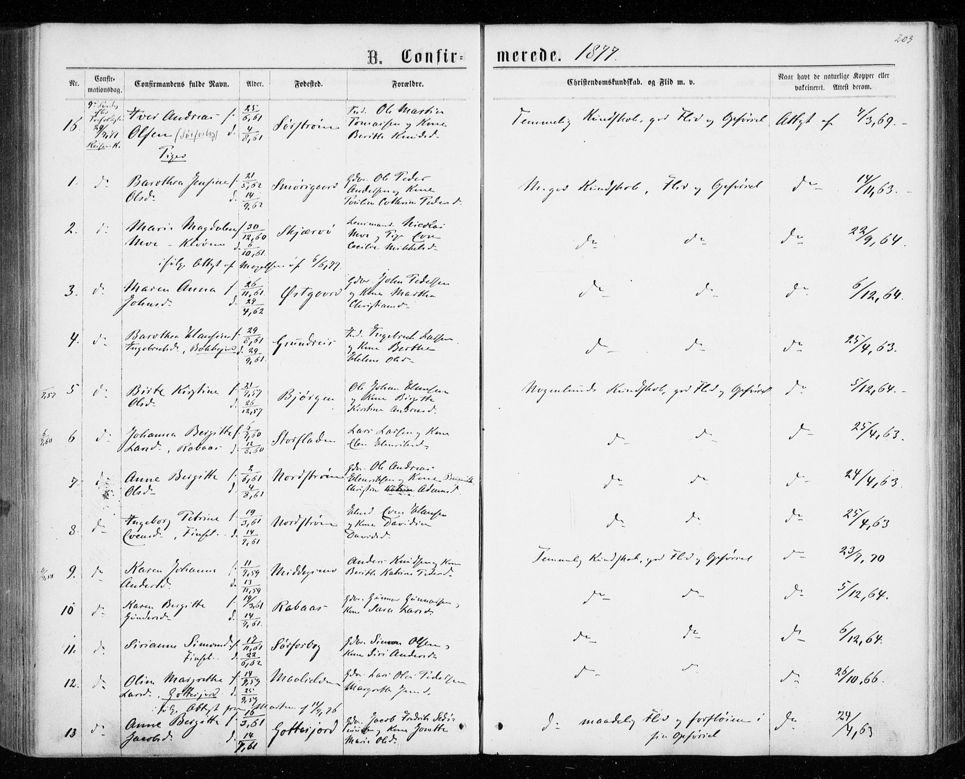 Tranøy sokneprestkontor, AV/SATØ-S-1313/I/Ia/Iaa/L0008kirke: Ministerialbok nr. 8, 1867-1877, s. 203