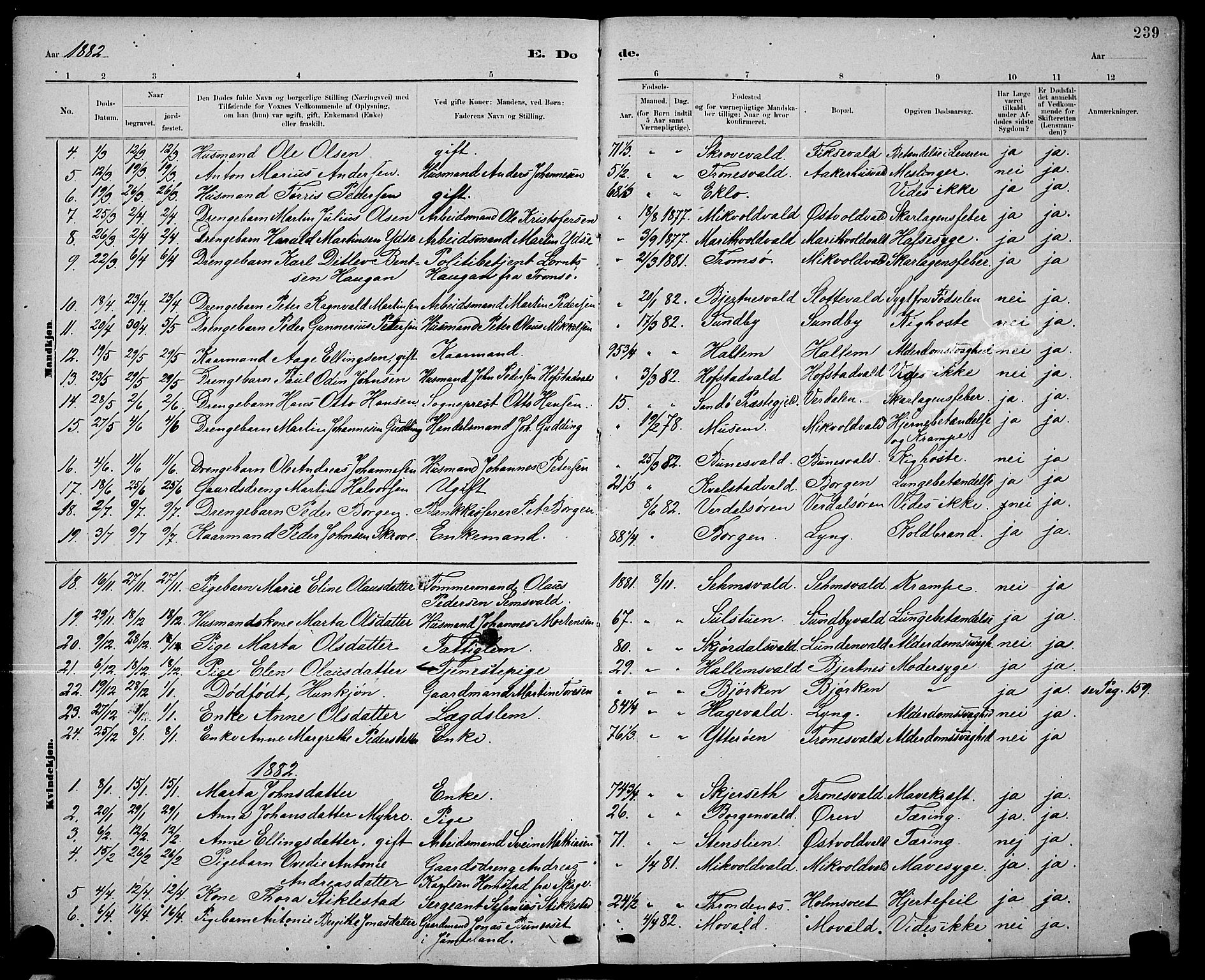 Ministerialprotokoller, klokkerbøker og fødselsregistre - Nord-Trøndelag, SAT/A-1458/723/L0256: Klokkerbok nr. 723C04, 1879-1890, s. 239