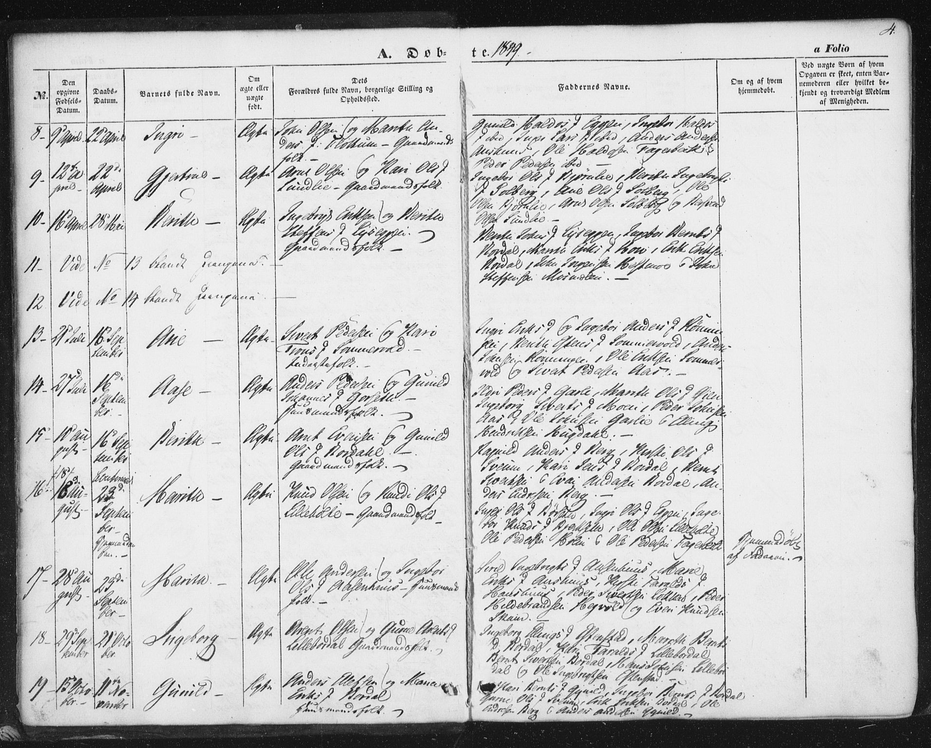 Ministerialprotokoller, klokkerbøker og fødselsregistre - Sør-Trøndelag, SAT/A-1456/689/L1038: Ministerialbok nr. 689A03, 1848-1872, s. 4