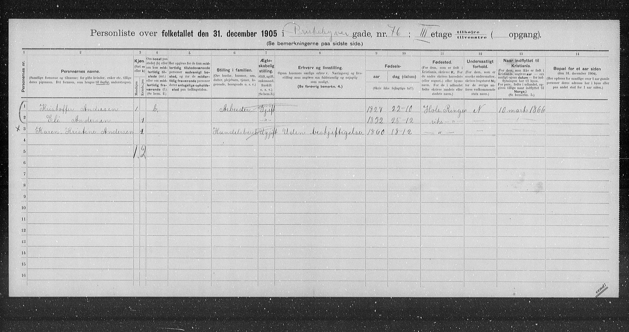 OBA, Kommunal folketelling 31.12.1905 for Kristiania kjøpstad, 1905, s. 4839