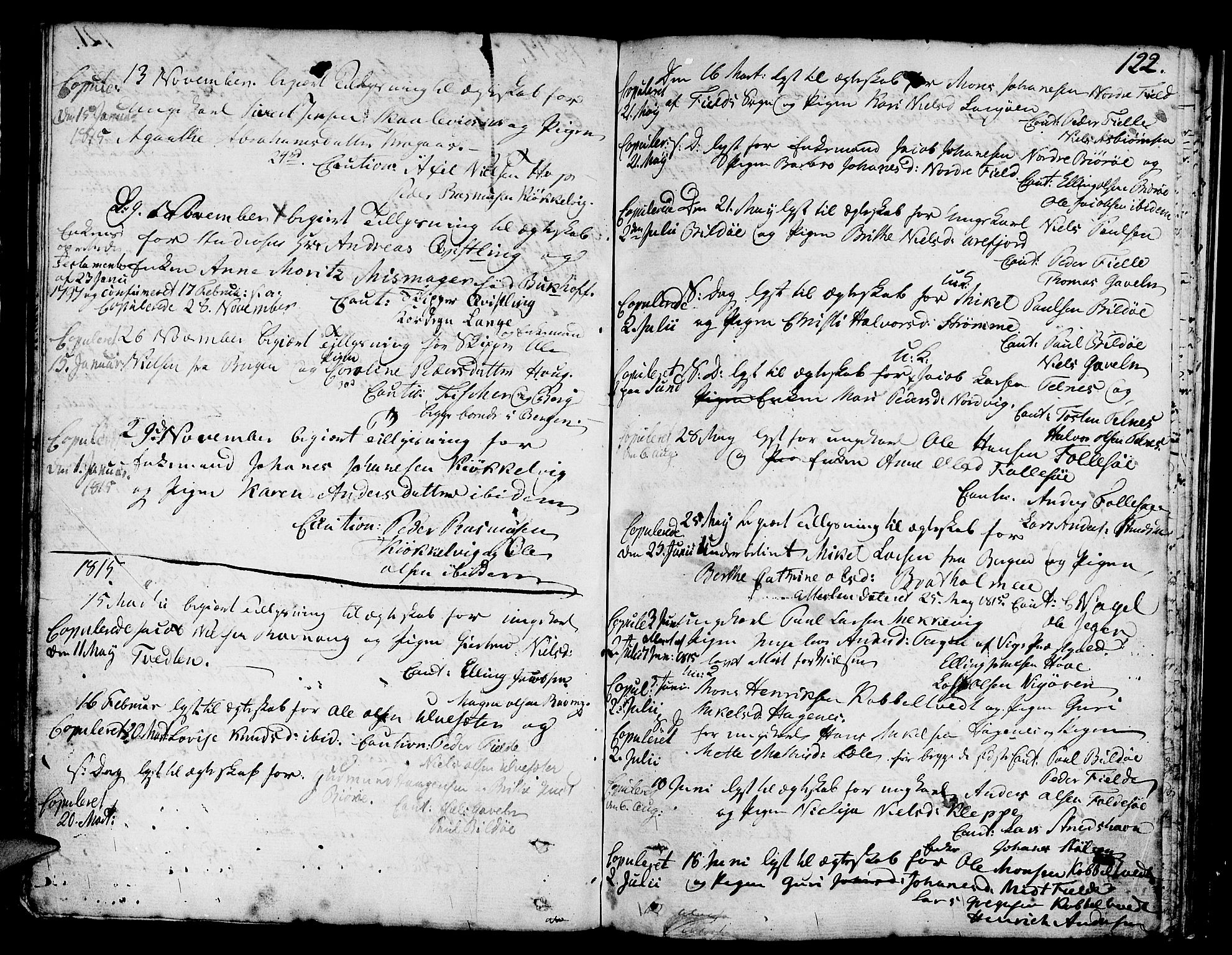 Askøy Sokneprestembete, AV/SAB-A-74101/H/Ha/Haa/Haaa/L0002: Ministerialbok nr. A 2, 1801-1818, s. 121