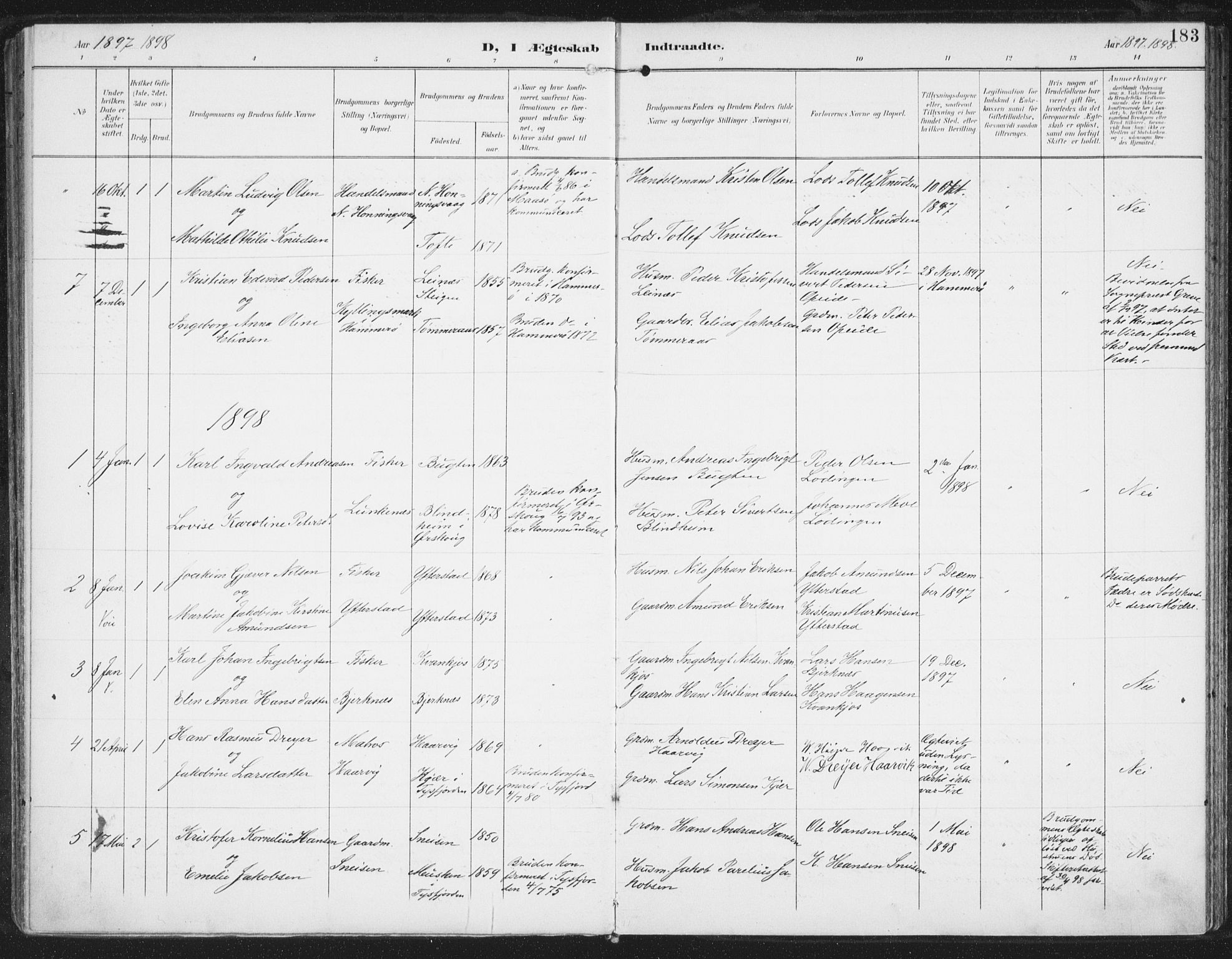 Ministerialprotokoller, klokkerbøker og fødselsregistre - Nordland, AV/SAT-A-1459/872/L1036: Ministerialbok nr. 872A11, 1897-1913, s. 183