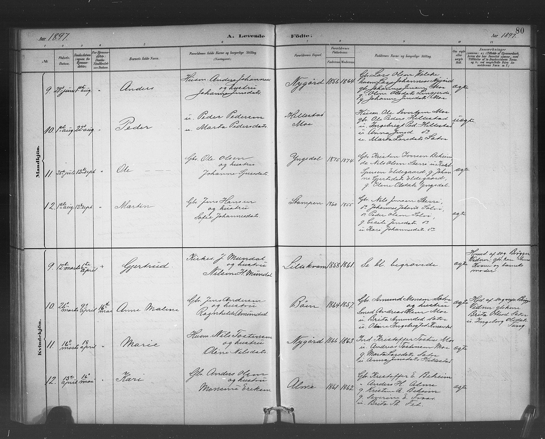Hafslo sokneprestembete, AV/SAB-A-80301/H/Hab/Habb/L0001: Klokkerbok nr. B 1, 1882-1908, s. 80