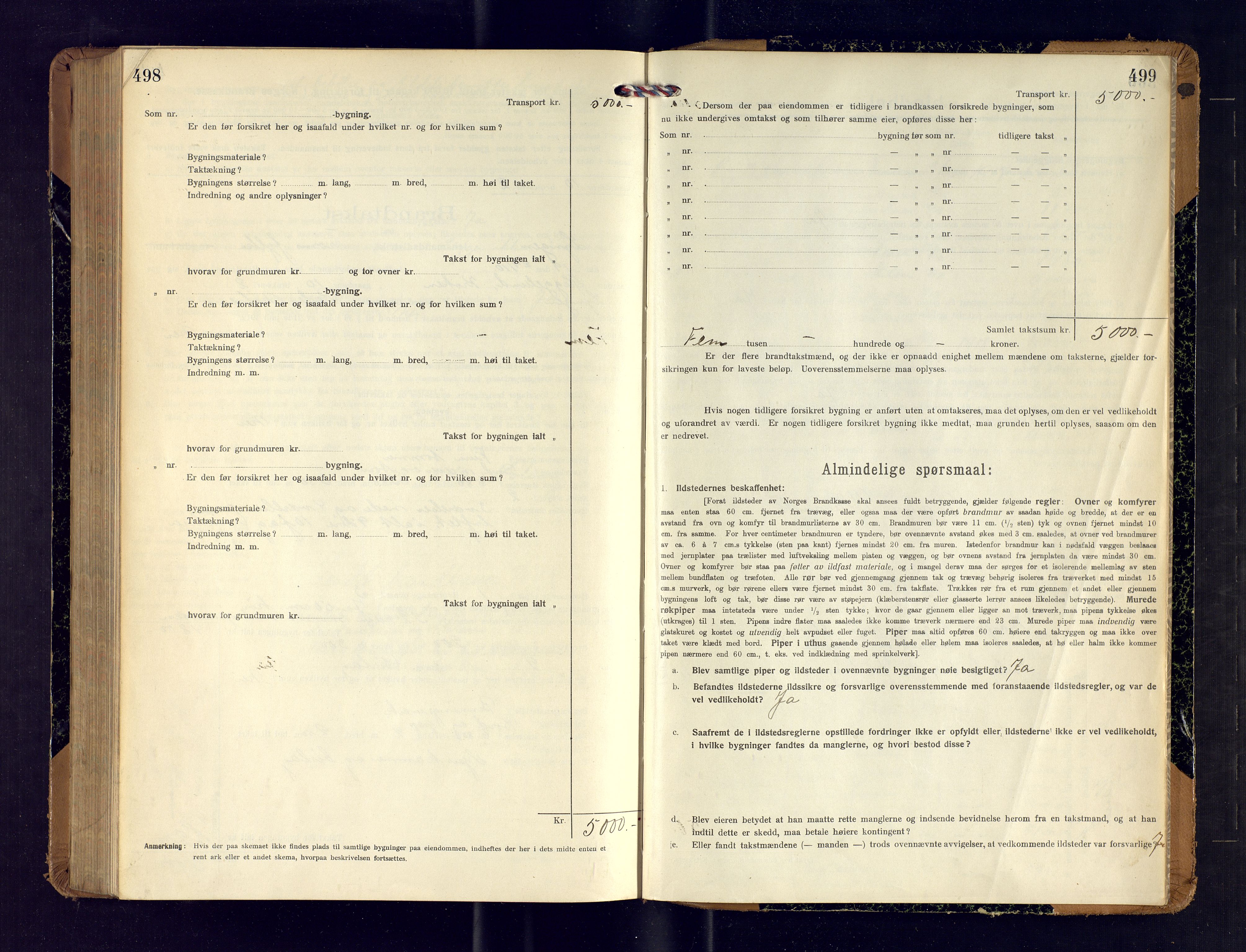 Lyngen lensmannskontor, SATØ/SATO-99/F/Fm/Fmb/L0121: Branntakstprotokoller, 1917-1919, s. 498-499