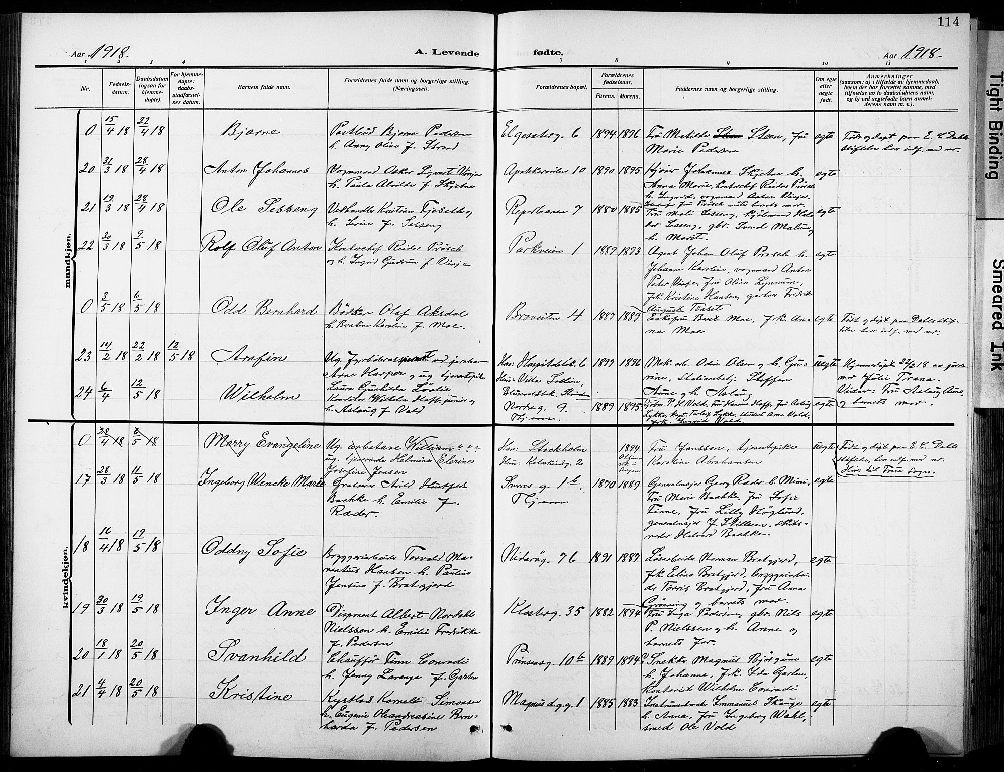 Ministerialprotokoller, klokkerbøker og fødselsregistre - Sør-Trøndelag, AV/SAT-A-1456/601/L0096: Klokkerbok nr. 601C14, 1911-1931, s. 114