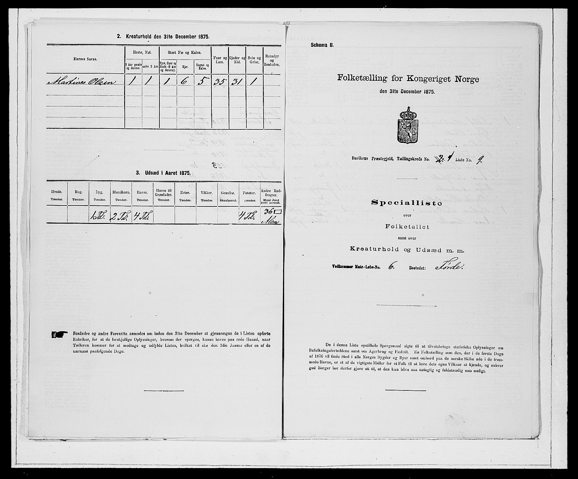 SAB, Folketelling 1875 for 1442P Davik prestegjeld, 1875, s. 41