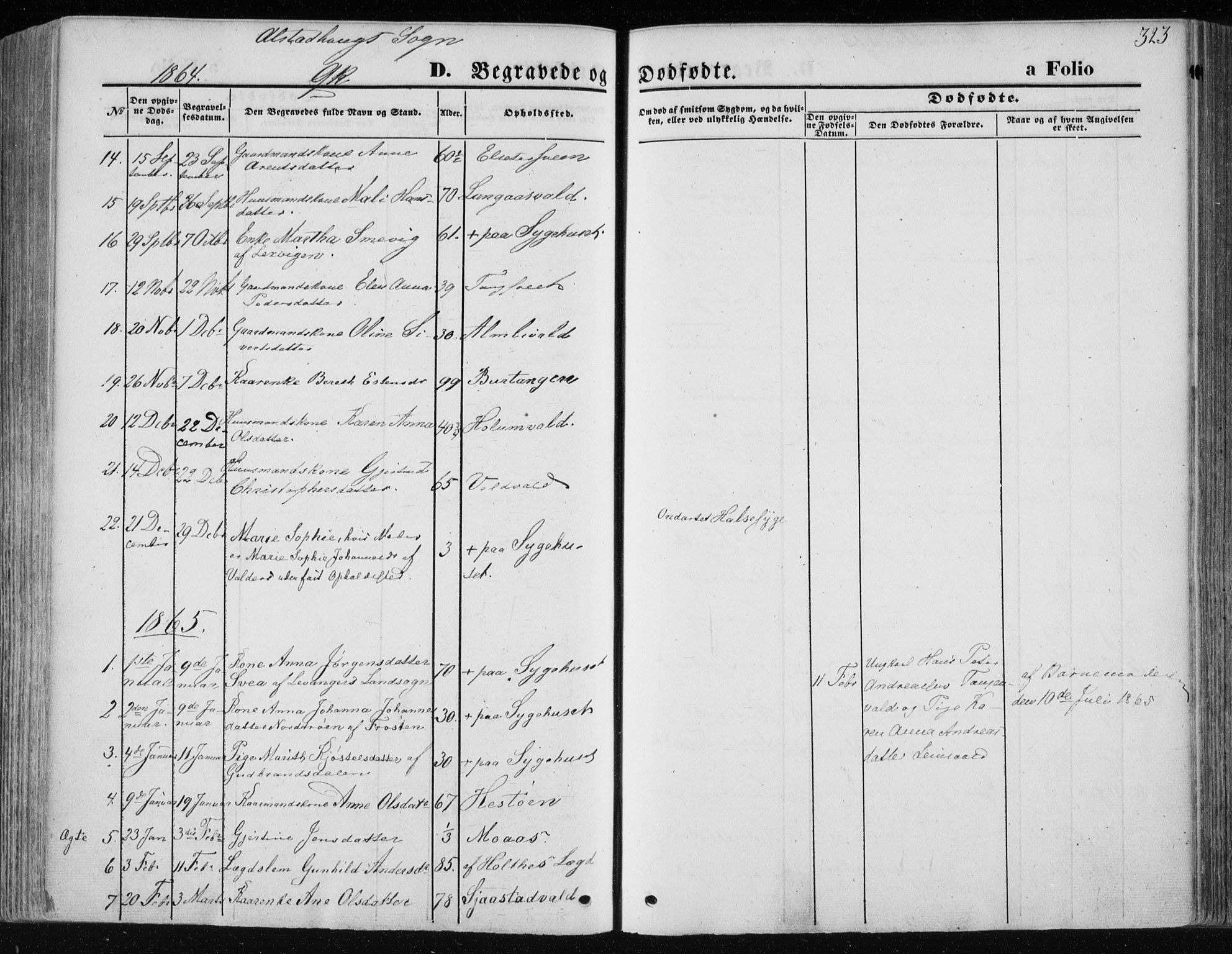 Ministerialprotokoller, klokkerbøker og fødselsregistre - Nord-Trøndelag, AV/SAT-A-1458/717/L0157: Ministerialbok nr. 717A08 /1, 1863-1877, s. 323