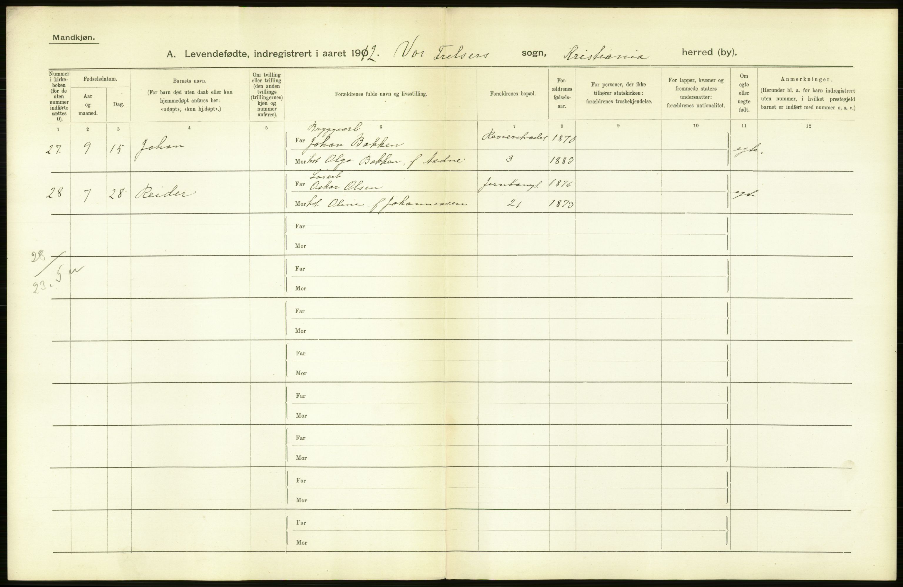 Statistisk sentralbyrå, Sosiodemografiske emner, Befolkning, RA/S-2228/D/Df/Dfb/Dfbb/L0007: Kristiania:  Levendefødte menn og kvinner., 1912, s. 790