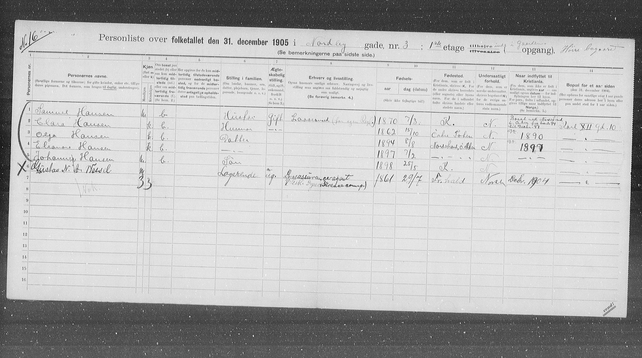 OBA, Kommunal folketelling 31.12.1905 for Kristiania kjøpstad, 1905, s. 37768