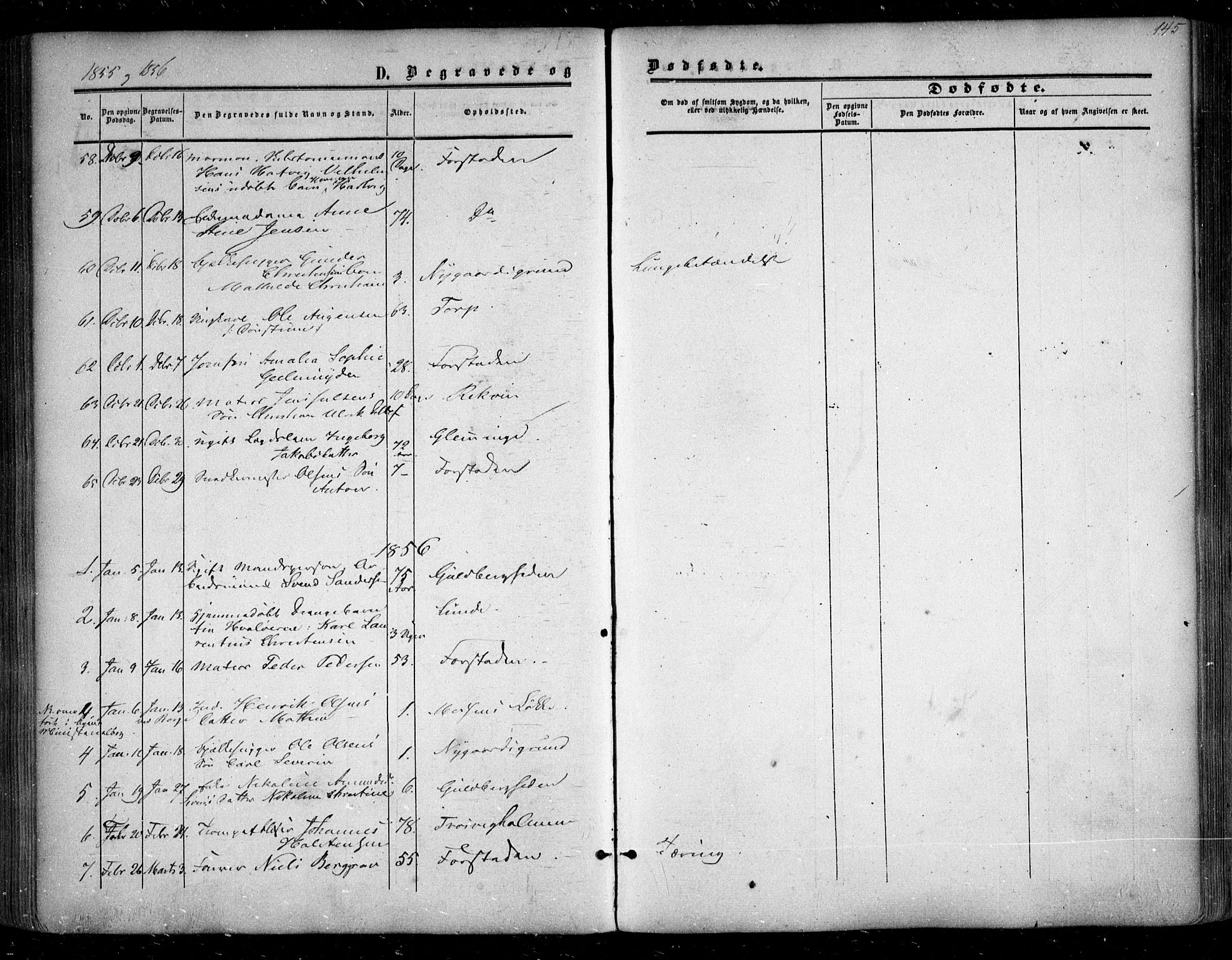 Glemmen prestekontor Kirkebøker, SAO/A-10908/F/Fa/L0007: Ministerialbok nr. 7, 1853-1862, s. 145