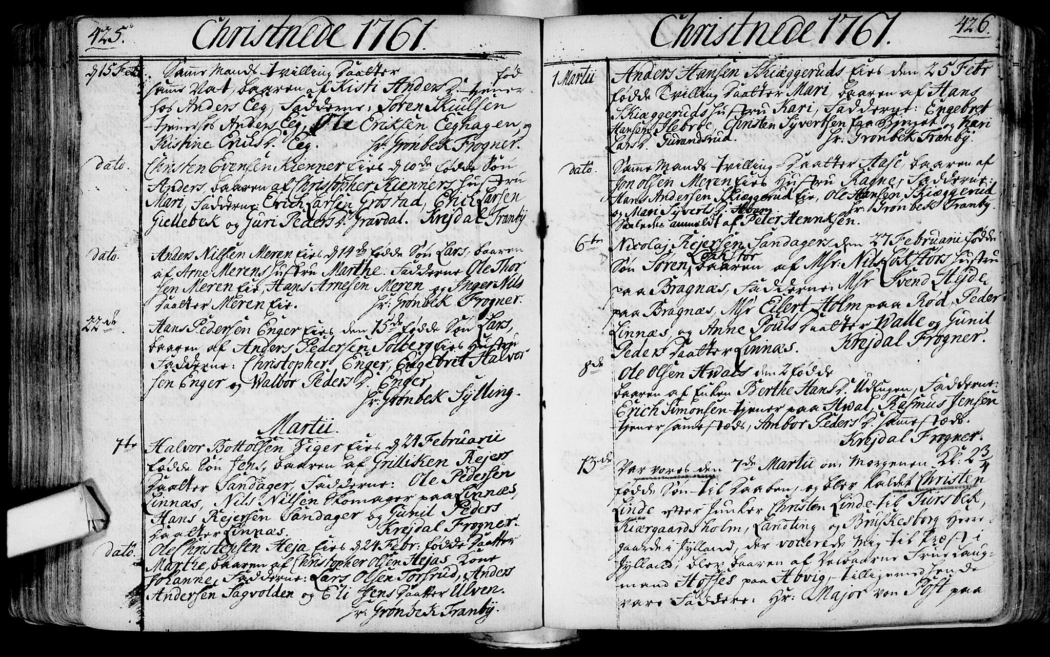 Lier kirkebøker, AV/SAKO-A-230/F/Fa/L0004: Ministerialbok nr. I 4, 1749-1764, s. 425-426