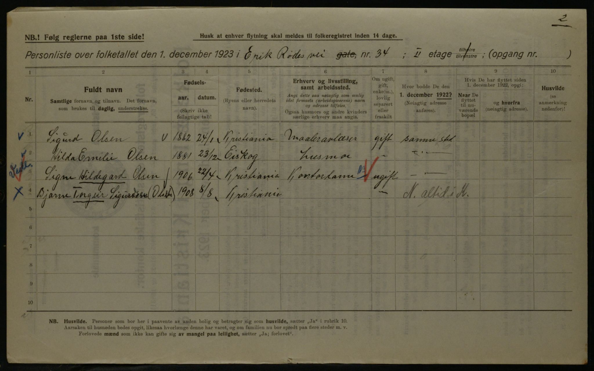 OBA, Kommunal folketelling 1.12.1923 for Kristiania, 1923, s. 21857