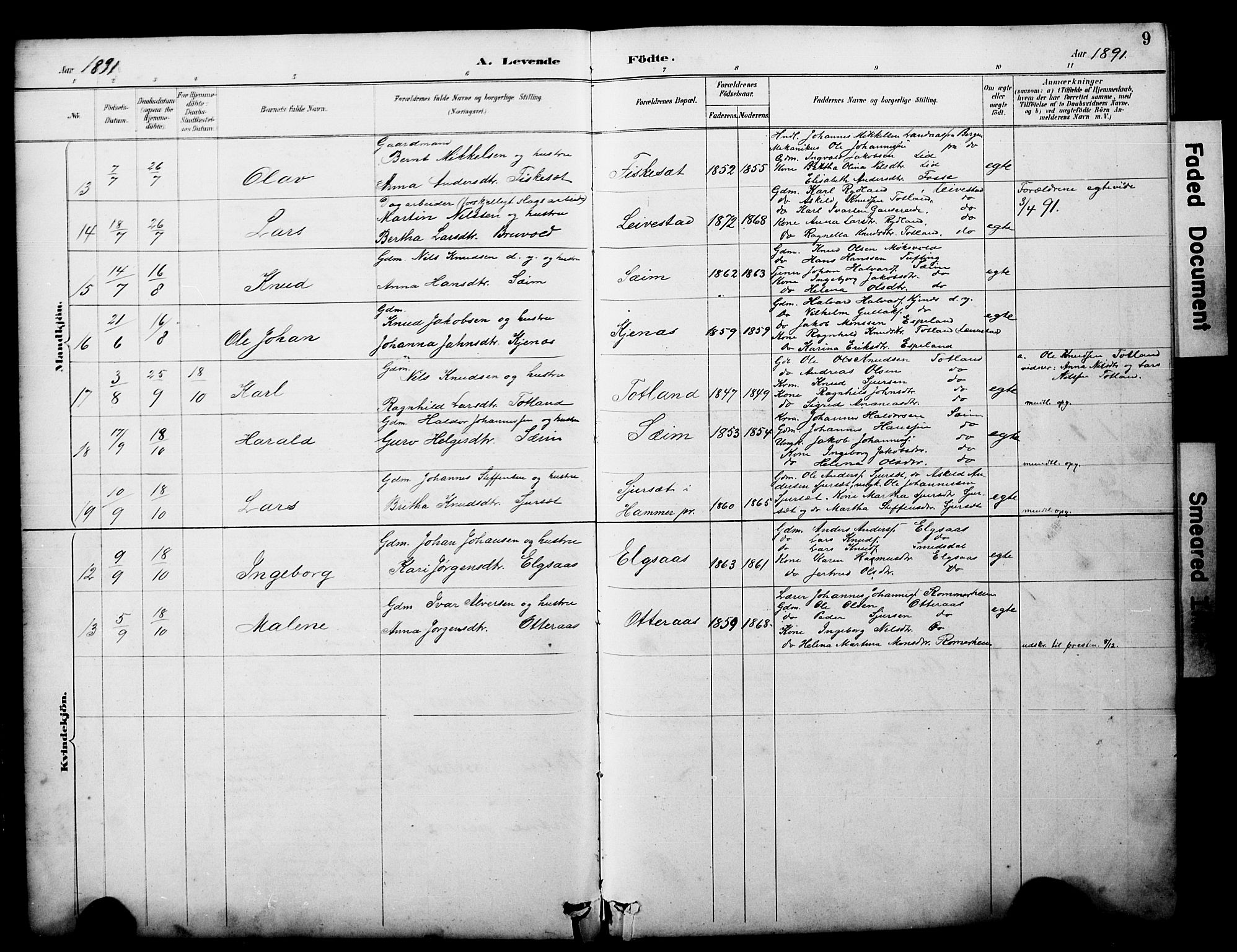 Alversund Sokneprestembete, AV/SAB-A-73901/H/Ha/Hab: Klokkerbok nr. D 3, 1890-1908, s. 9