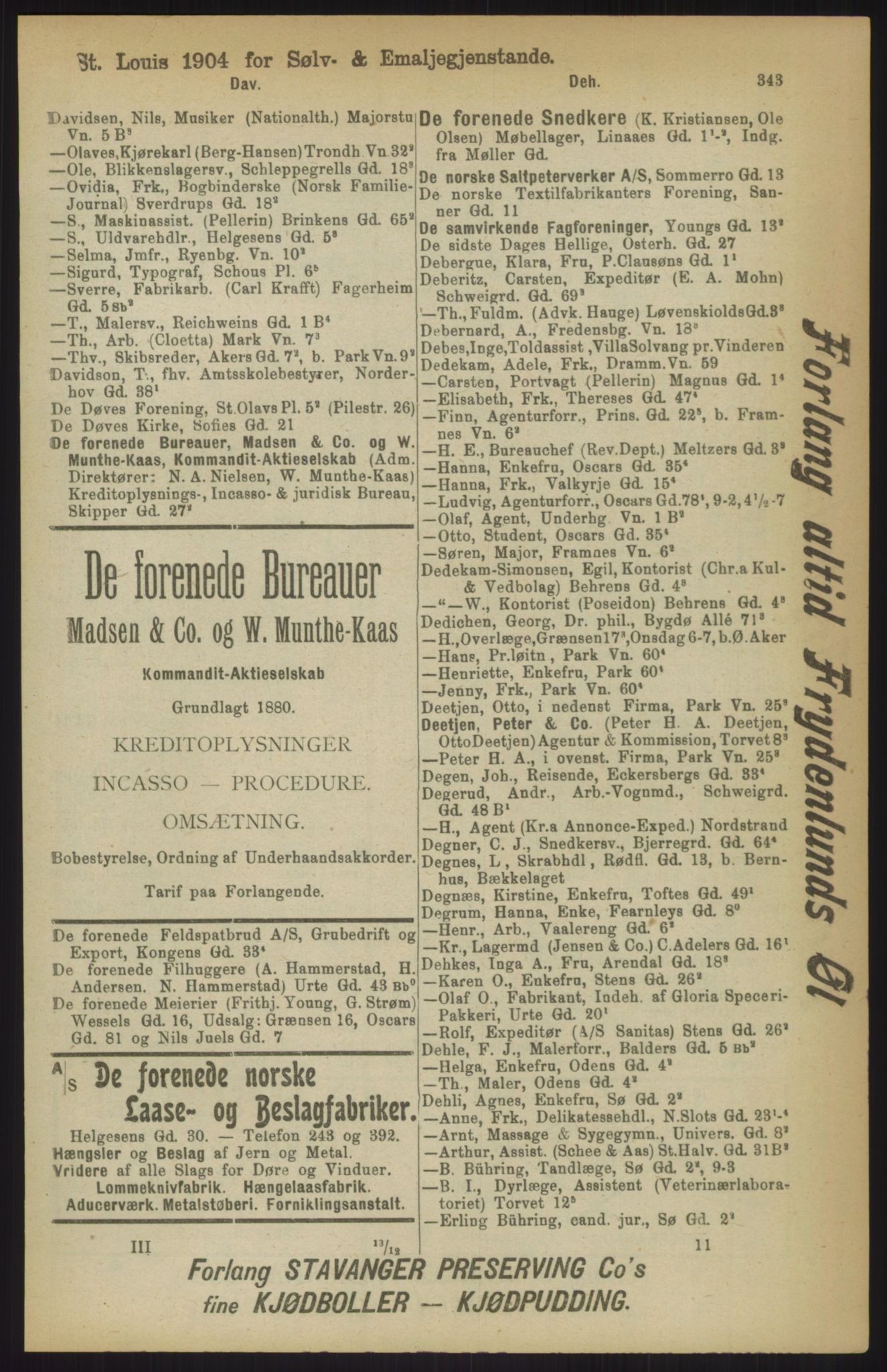 Kristiania/Oslo adressebok, PUBL/-, 1911, s. 343