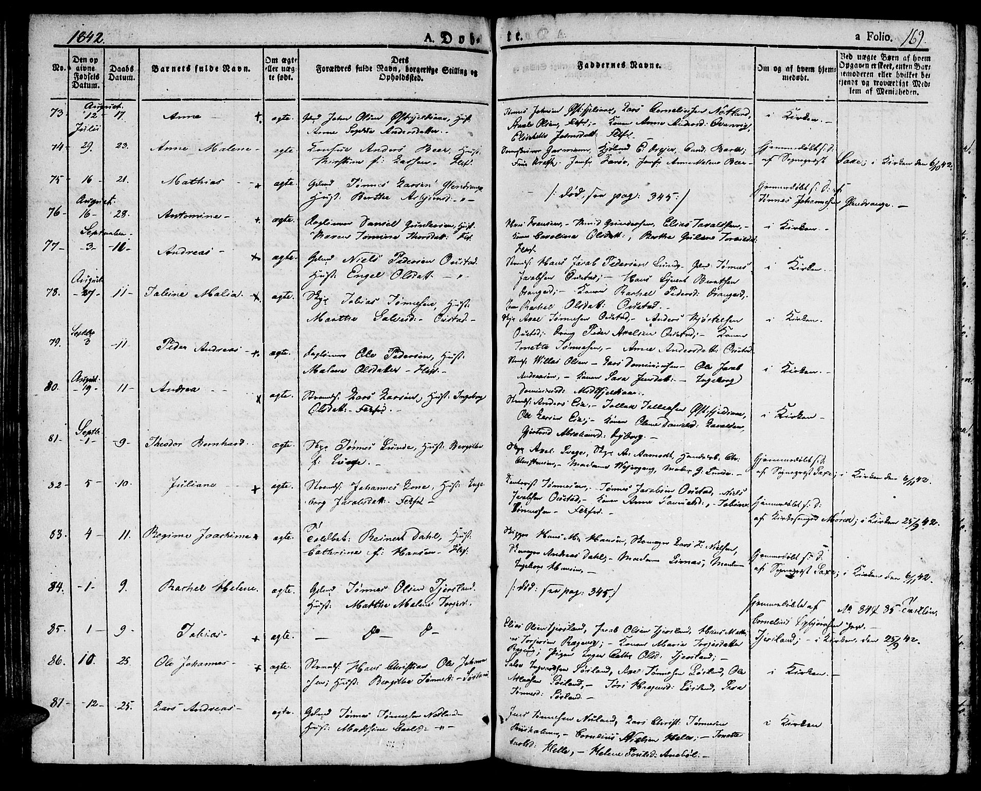 Flekkefjord sokneprestkontor, AV/SAK-1111-0012/F/Fb/Fbc/L0004: Klokkerbok nr. B 4, 1827-1846, s. 169