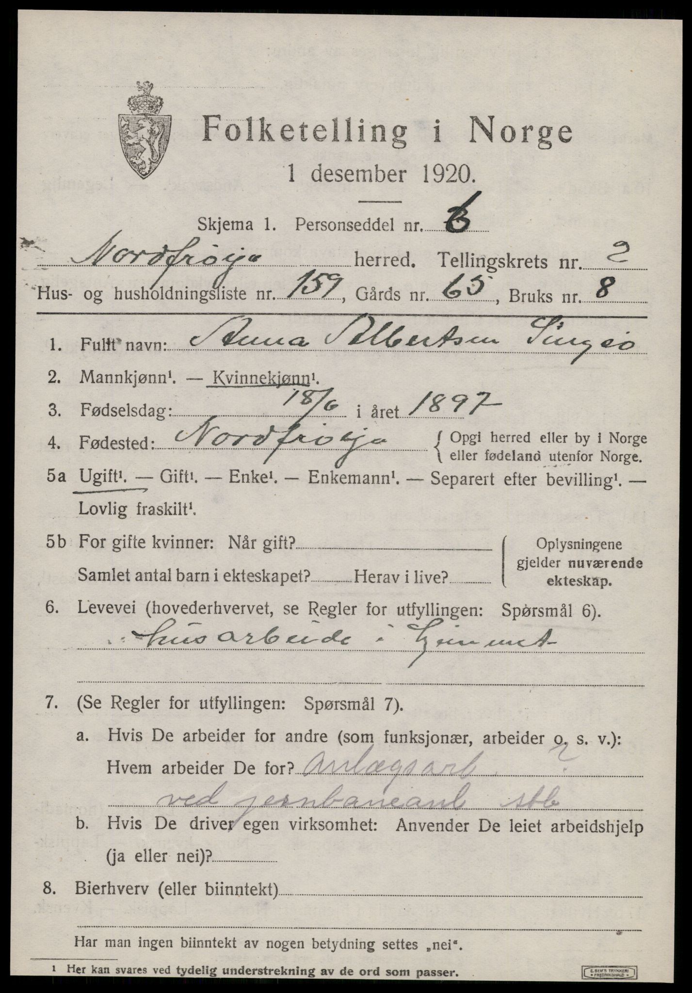 SAT, Folketelling 1920 for 1620 Nord-Frøya herred, 1920, s. 6503