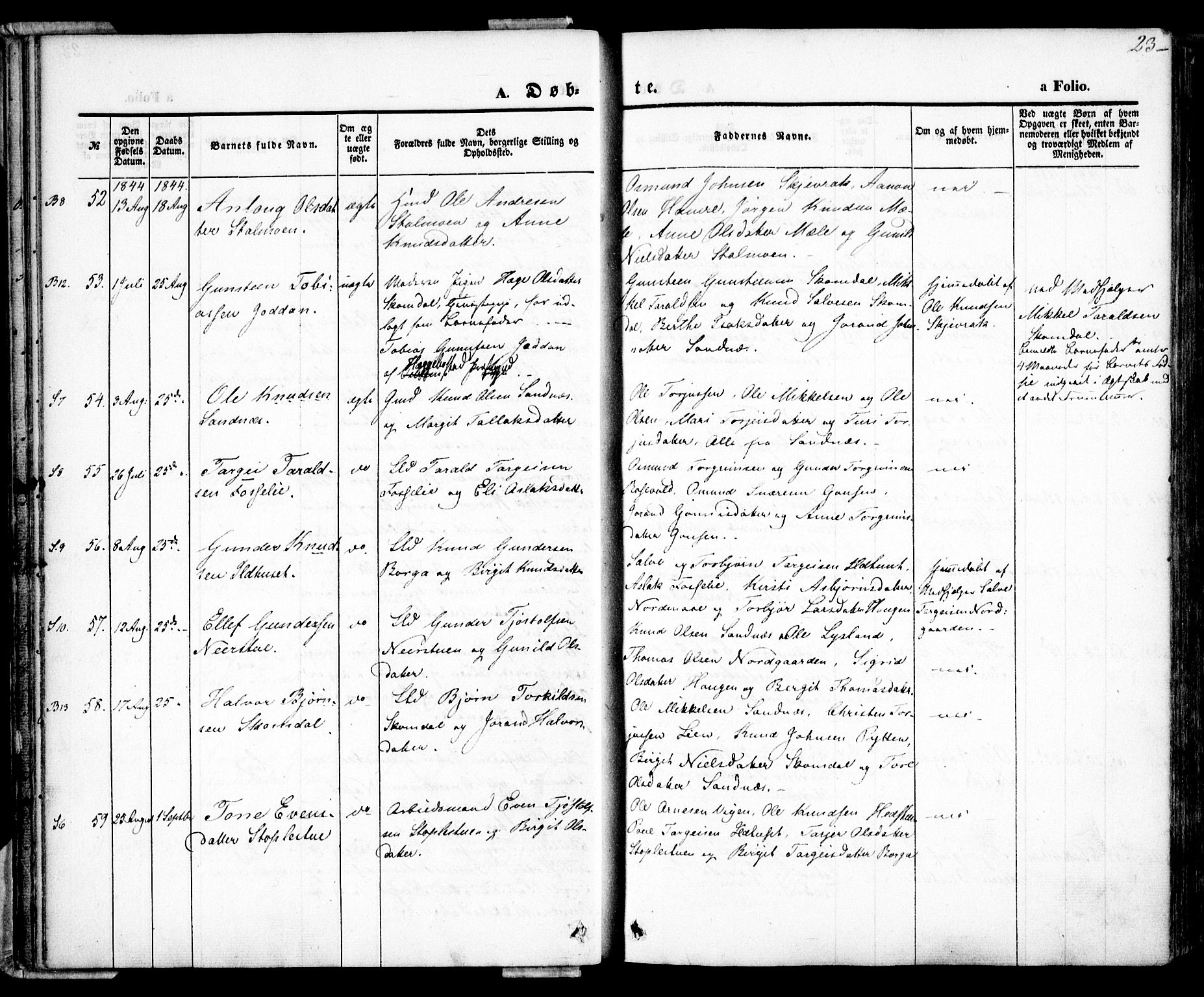 Bygland sokneprestkontor, AV/SAK-1111-0006/F/Fa/Fab/L0004: Ministerialbok nr. A 4, 1842-1858, s. 23