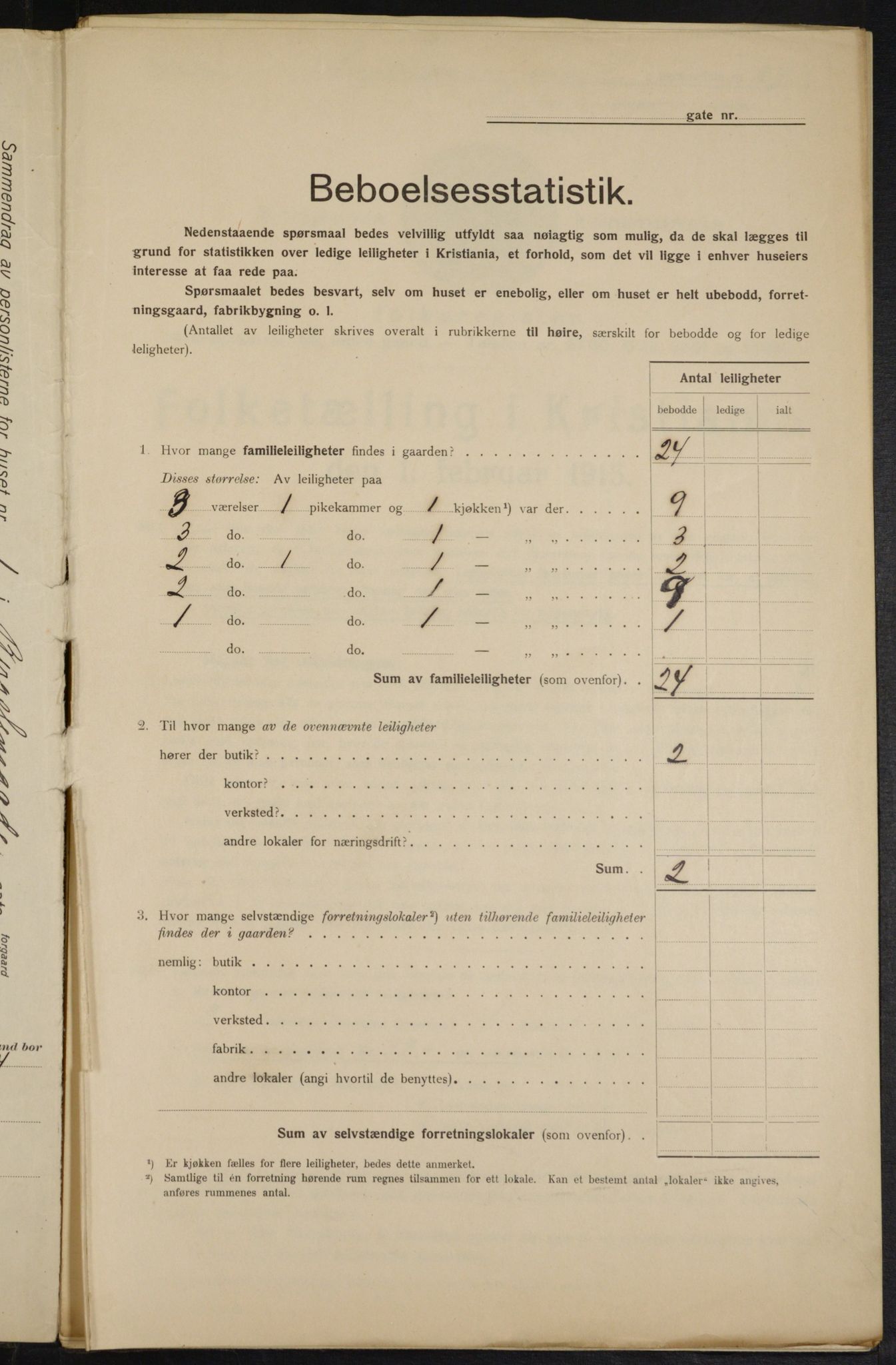 OBA, Kommunal folketelling 1.2.1915 for Kristiania, 1915, s. 4057