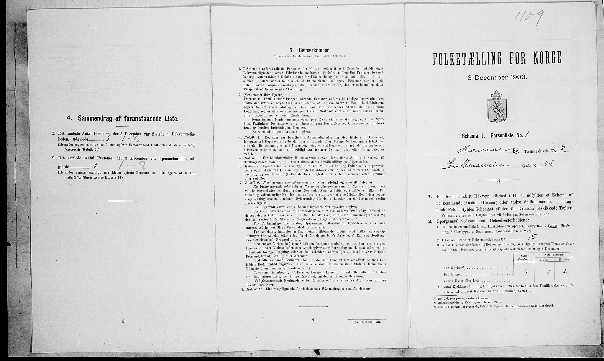SAH, Folketelling 1900 for 0401 Hamar kjøpstad, 1900, s. 508