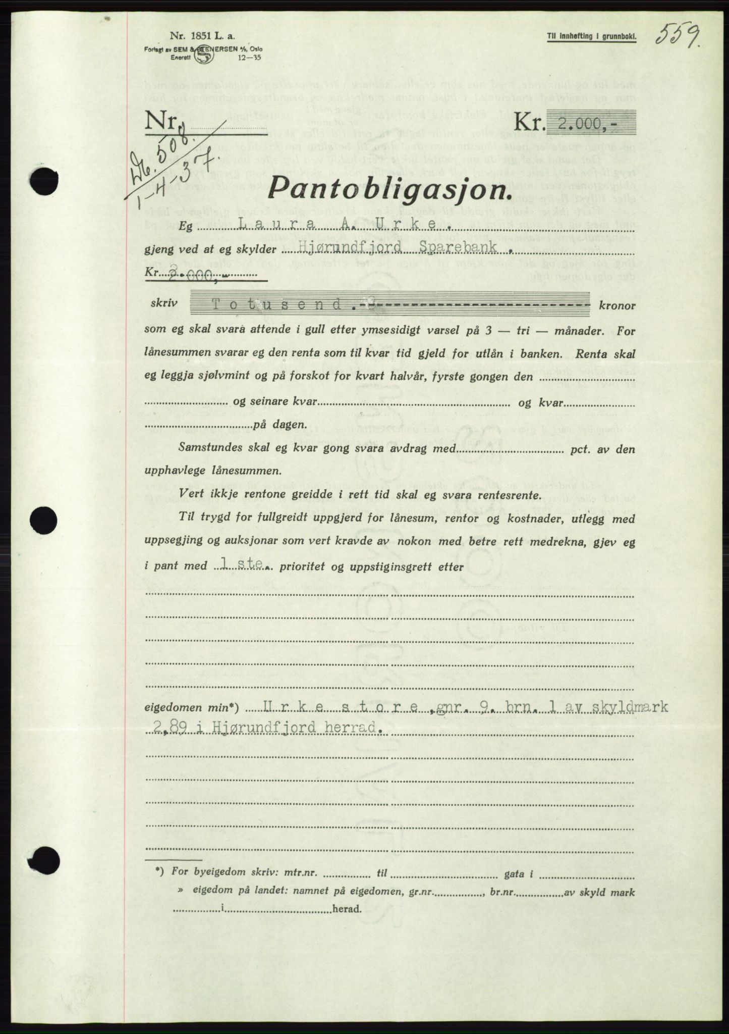 Søre Sunnmøre sorenskriveri, SAT/A-4122/1/2/2C/L0062: Pantebok nr. 56, 1936-1937, Dagboknr: 508/1937