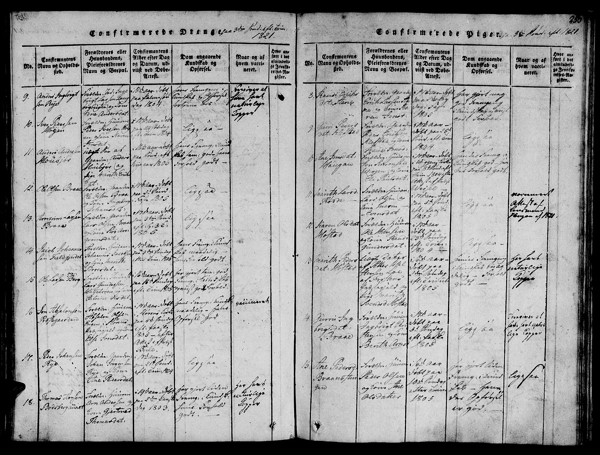 Ministerialprotokoller, klokkerbøker og fødselsregistre - Sør-Trøndelag, SAT/A-1456/612/L0372: Ministerialbok nr. 612A06 /1, 1816-1828, s. 250