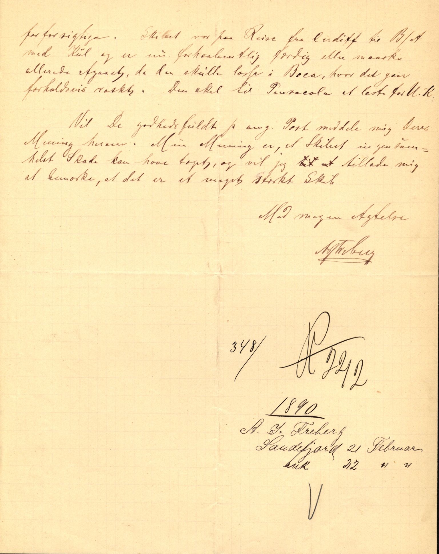 Pa 63 - Østlandske skibsassuranceforening, VEMU/A-1079/G/Ga/L0027/0009: Havaridokumenter / Activ av Sandefjord, Alice, Alexandra, Aleyon, Wido, 1891, s. 5