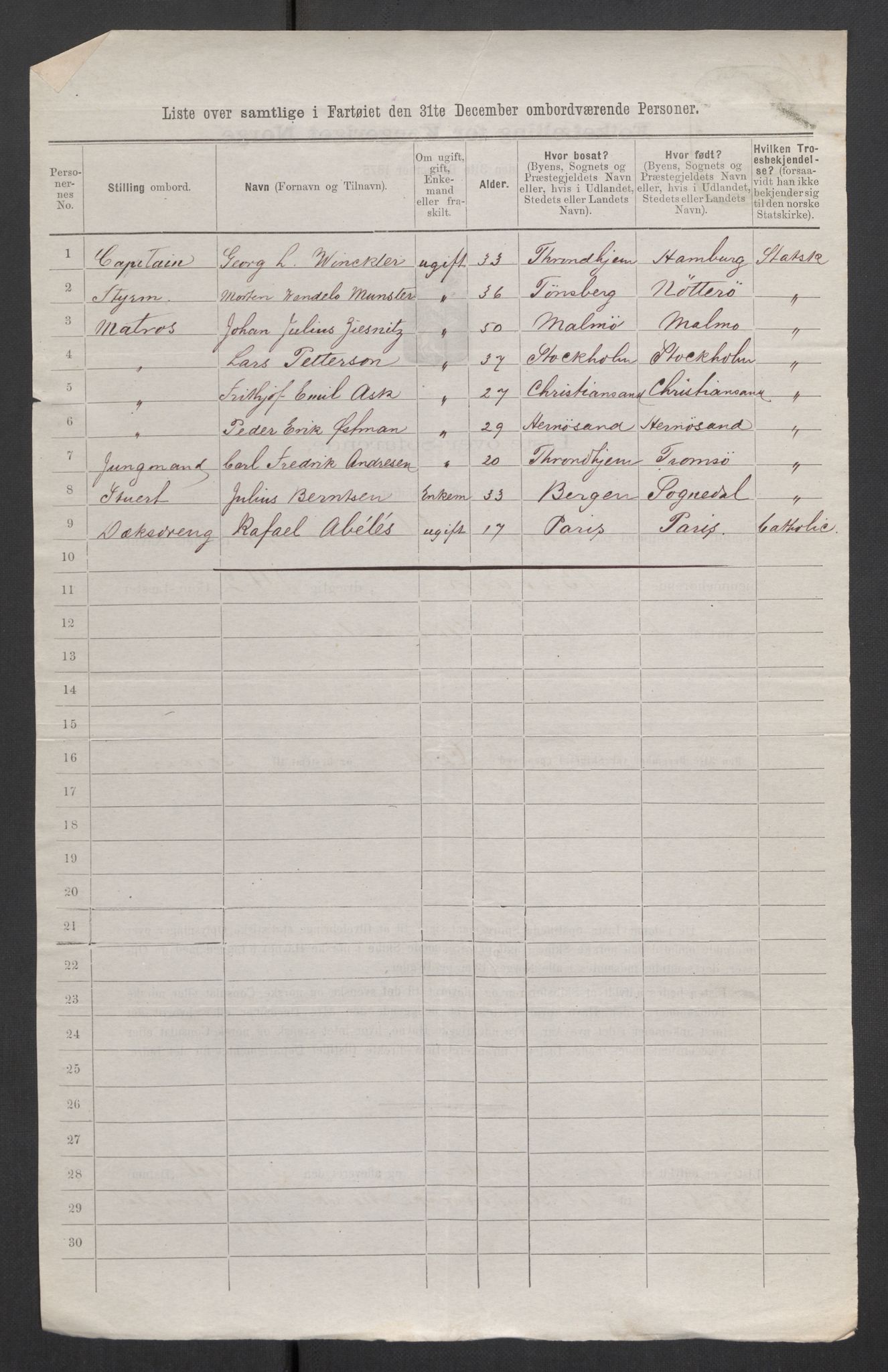 RA, Folketelling 1875, skipslister: Skip i utenrikske havner, hjemmehørende i 1) byer og ladesteder, Grimstad - Tromsø, 2) landdistrikter, 1875, s. 824