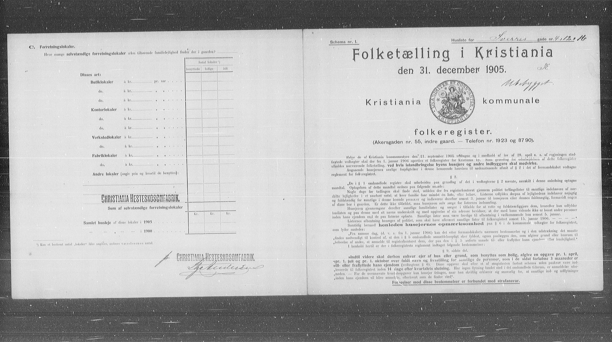 OBA, Kommunal folketelling 31.12.1905 for Kristiania kjøpstad, 1905, s. 55365