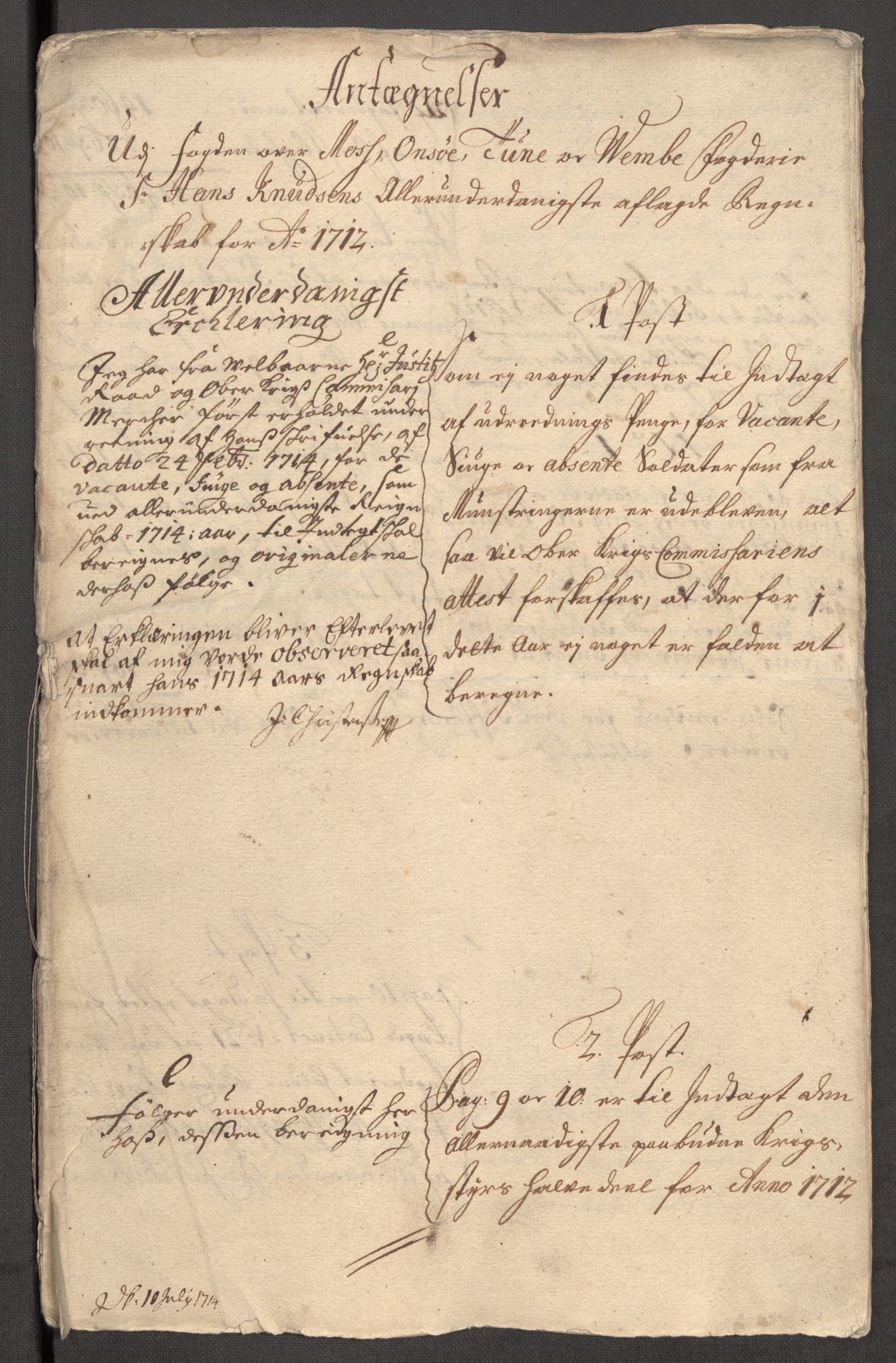 Rentekammeret inntil 1814, Reviderte regnskaper, Fogderegnskap, AV/RA-EA-4092/R04/L0137: Fogderegnskap Moss, Onsøy, Tune, Veme og Åbygge, 1712, s. 287