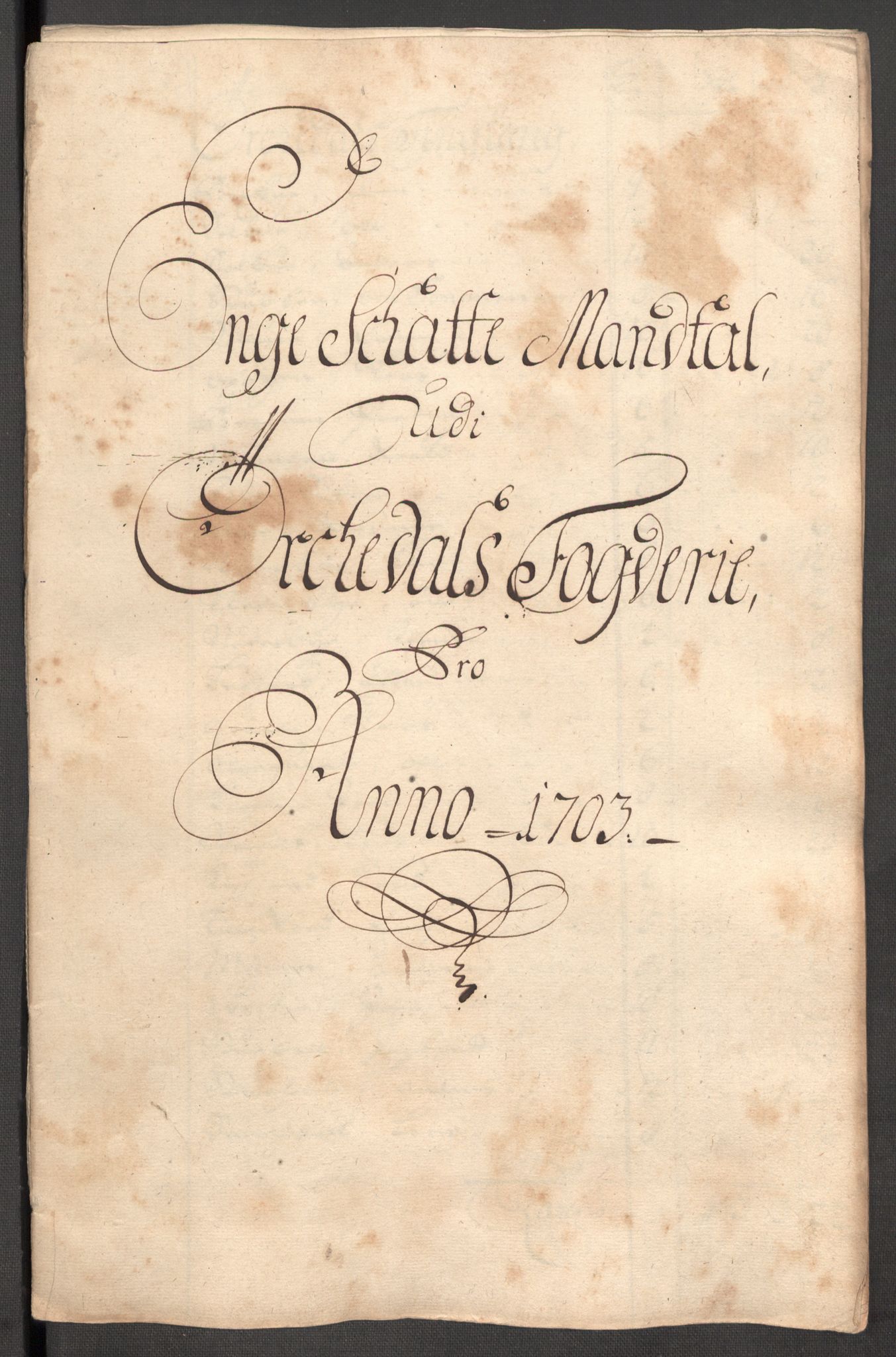Rentekammeret inntil 1814, Reviderte regnskaper, Fogderegnskap, RA/EA-4092/R60/L3953: Fogderegnskap Orkdal og Gauldal, 1703, s. 123