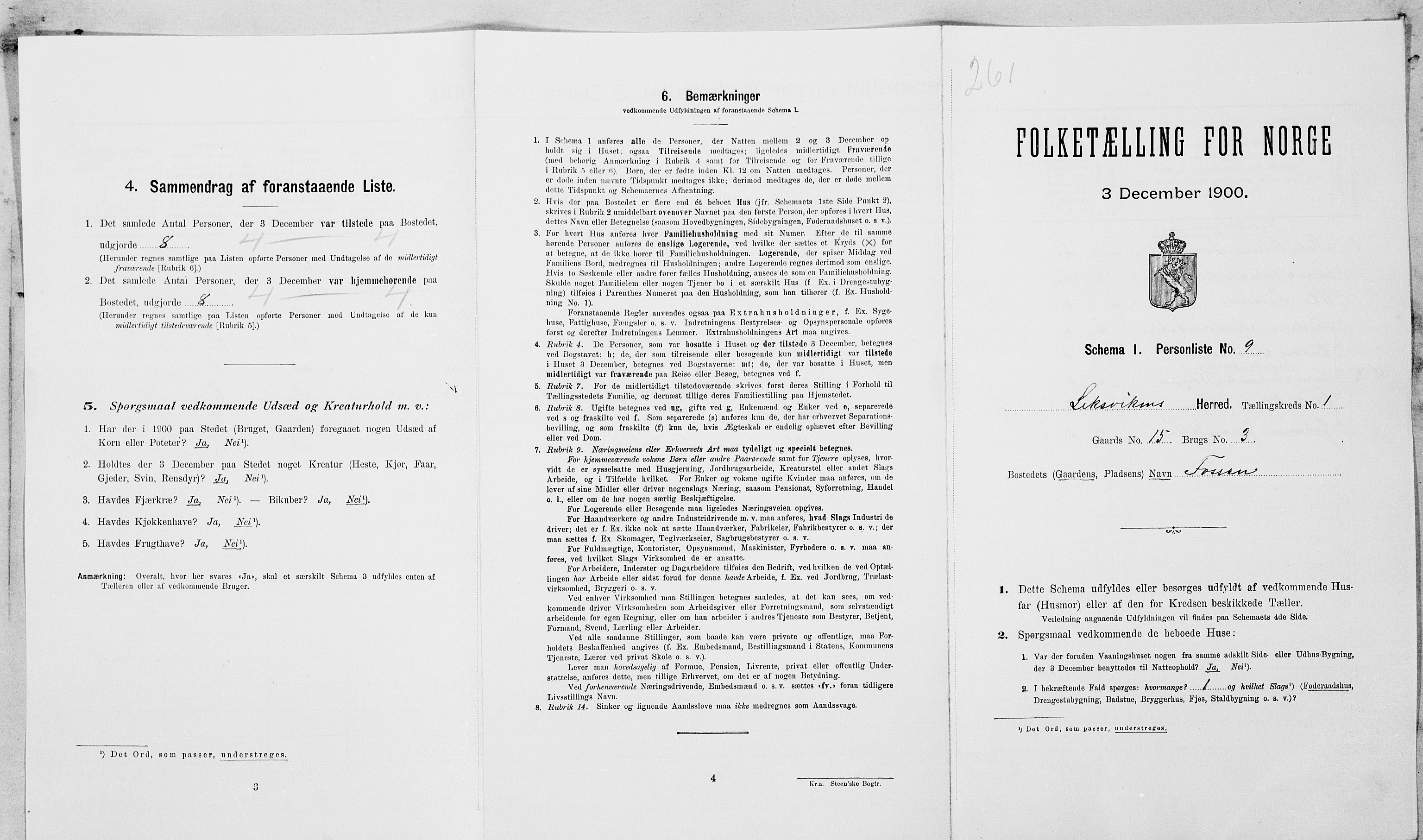 SAT, Folketelling 1900 for 1718 Leksvik herred, 1900, s. 86