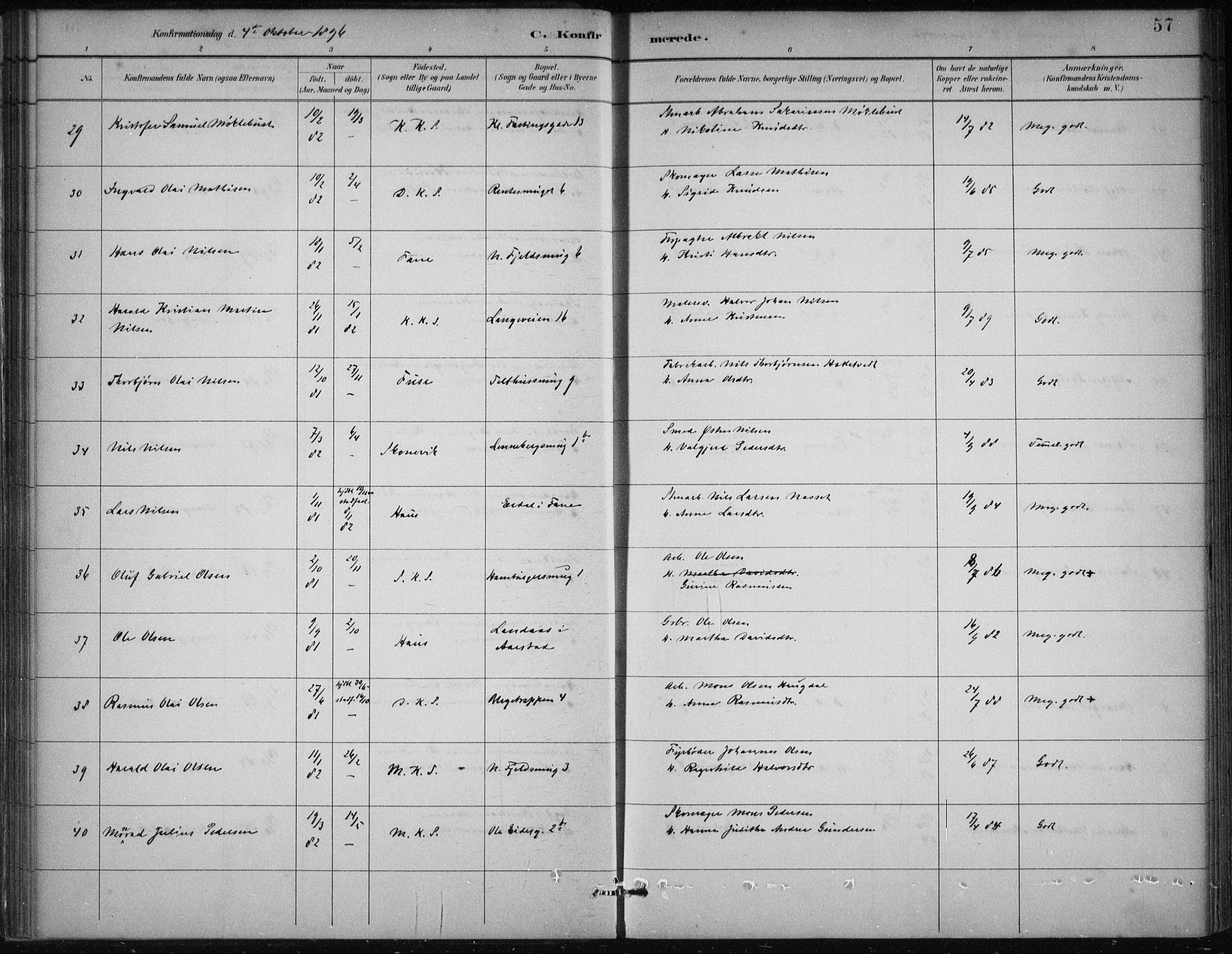 Korskirken sokneprestembete, AV/SAB-A-76101/H/Hab: Klokkerbok nr. C 4, 1893-1905, s. 57