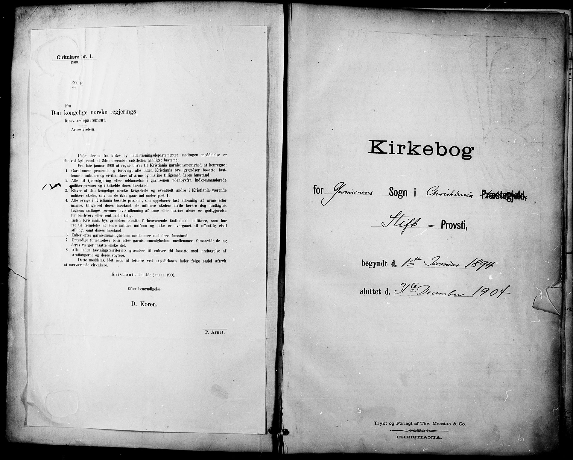 Garnisonsmenigheten Kirkebøker, AV/SAO-A-10846/F/Fa/L0013: Ministerialbok nr. 13, 1894-1904