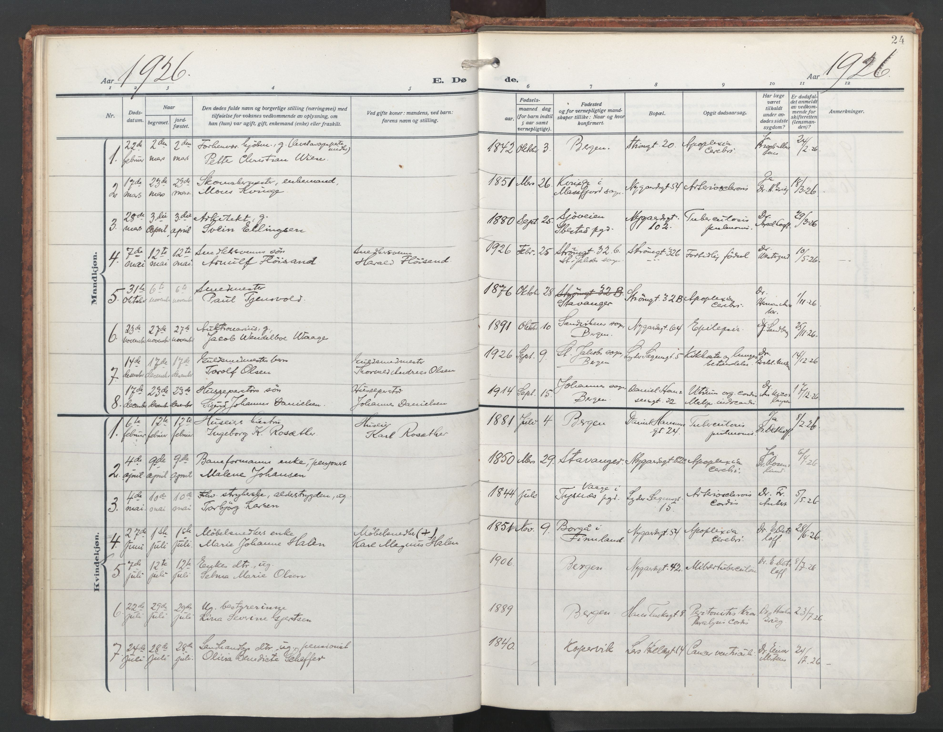 St. Jacob sokneprestembete, AV/SAB-A-78001/H/Haa/L0009: Ministerialbok nr. D 1, 1917-1972, s. 24
