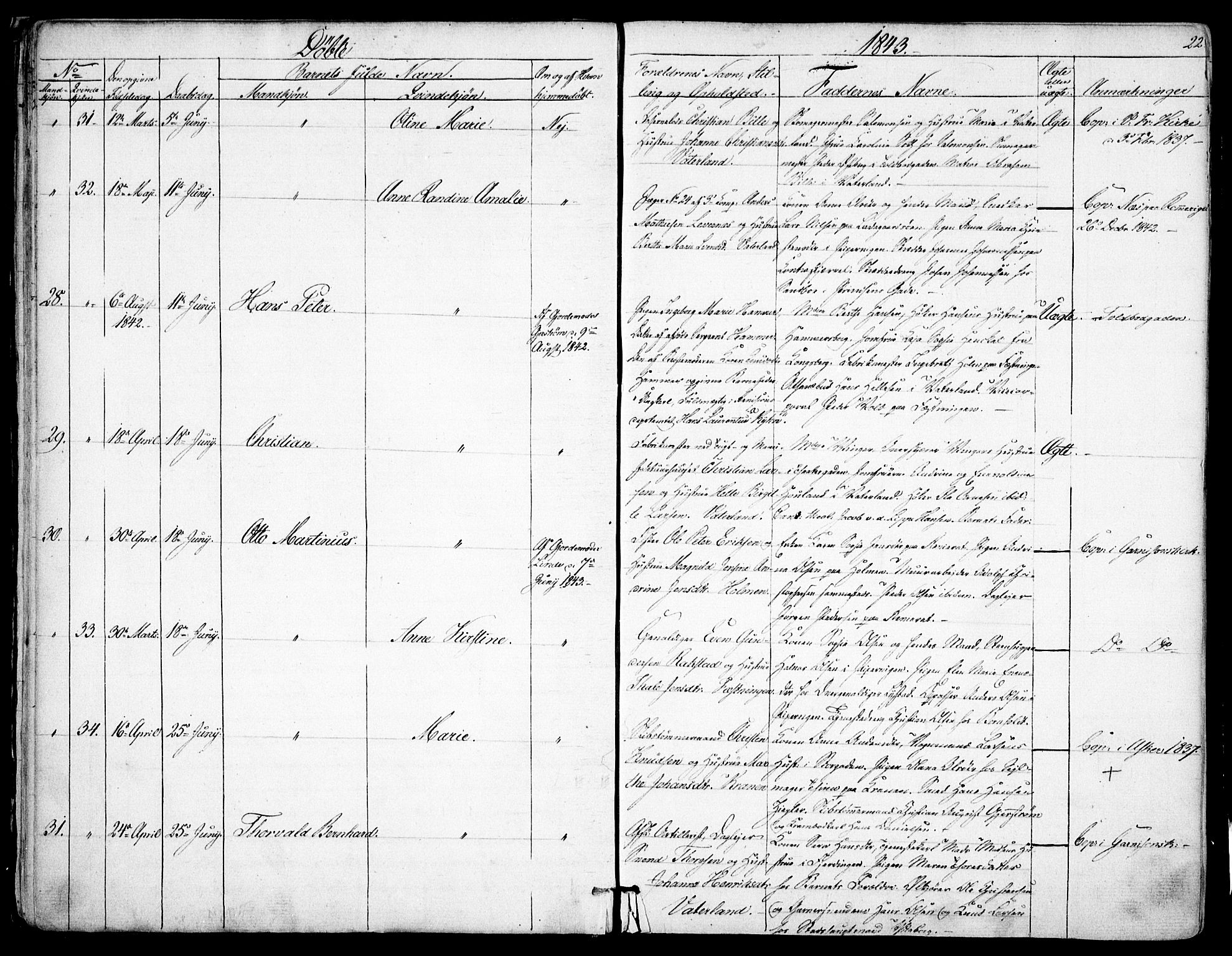 Garnisonsmenigheten Kirkebøker, SAO/A-10846/F/Fa/L0008: Ministerialbok nr. 8, 1842-1859, s. 22