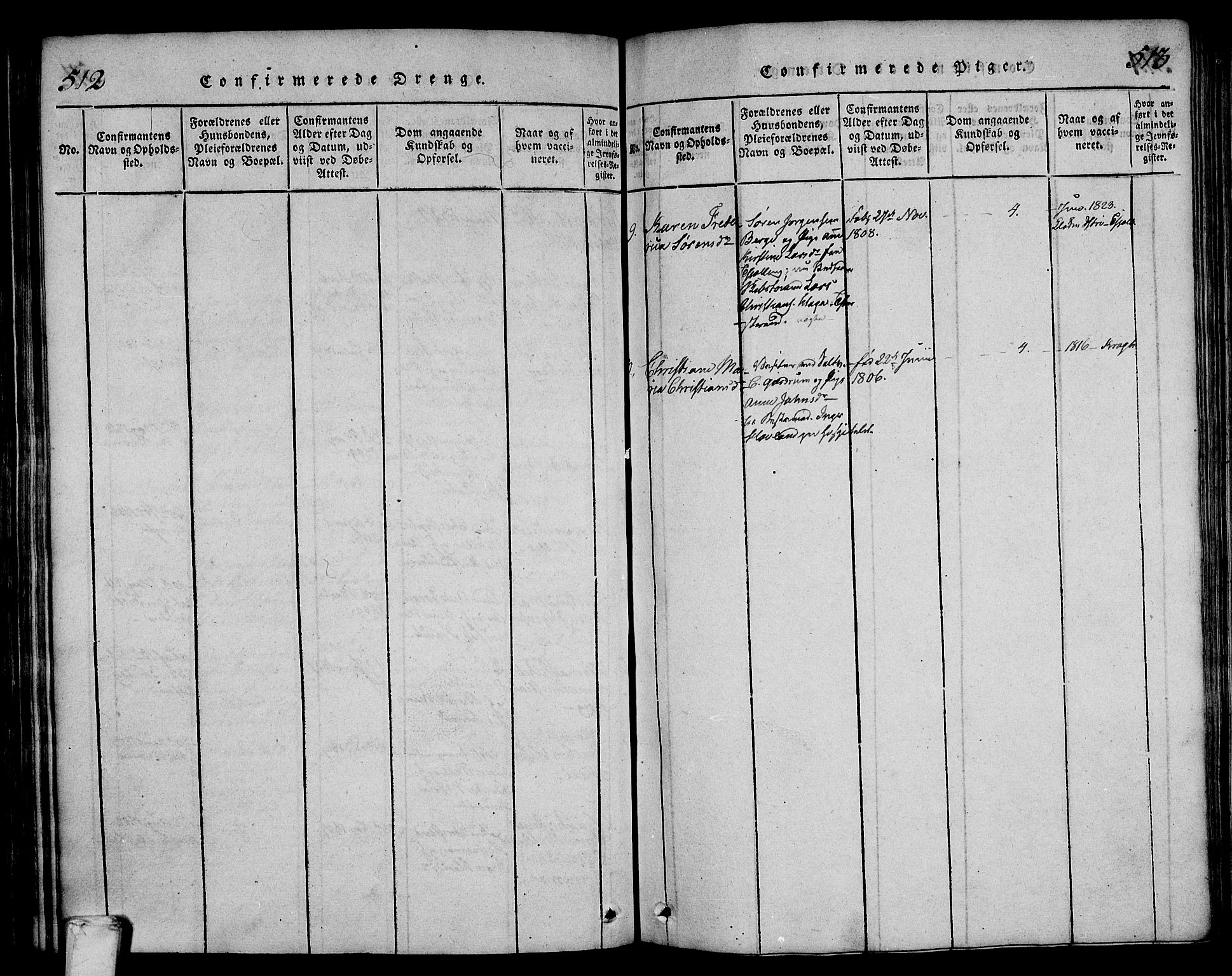 Larvik kirkebøker, SAKO/A-352/F/Fa/L0001: Ministerialbok nr. I 1, 1814-1825, s. 512-513