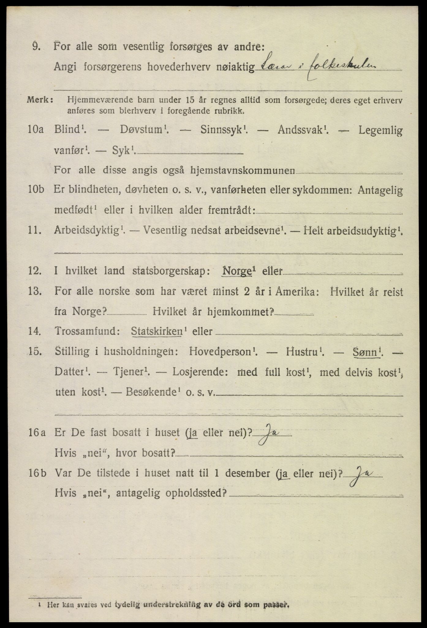 SAK, Folketelling 1920 for 0936 Hornnes herred, 1920, s. 1826