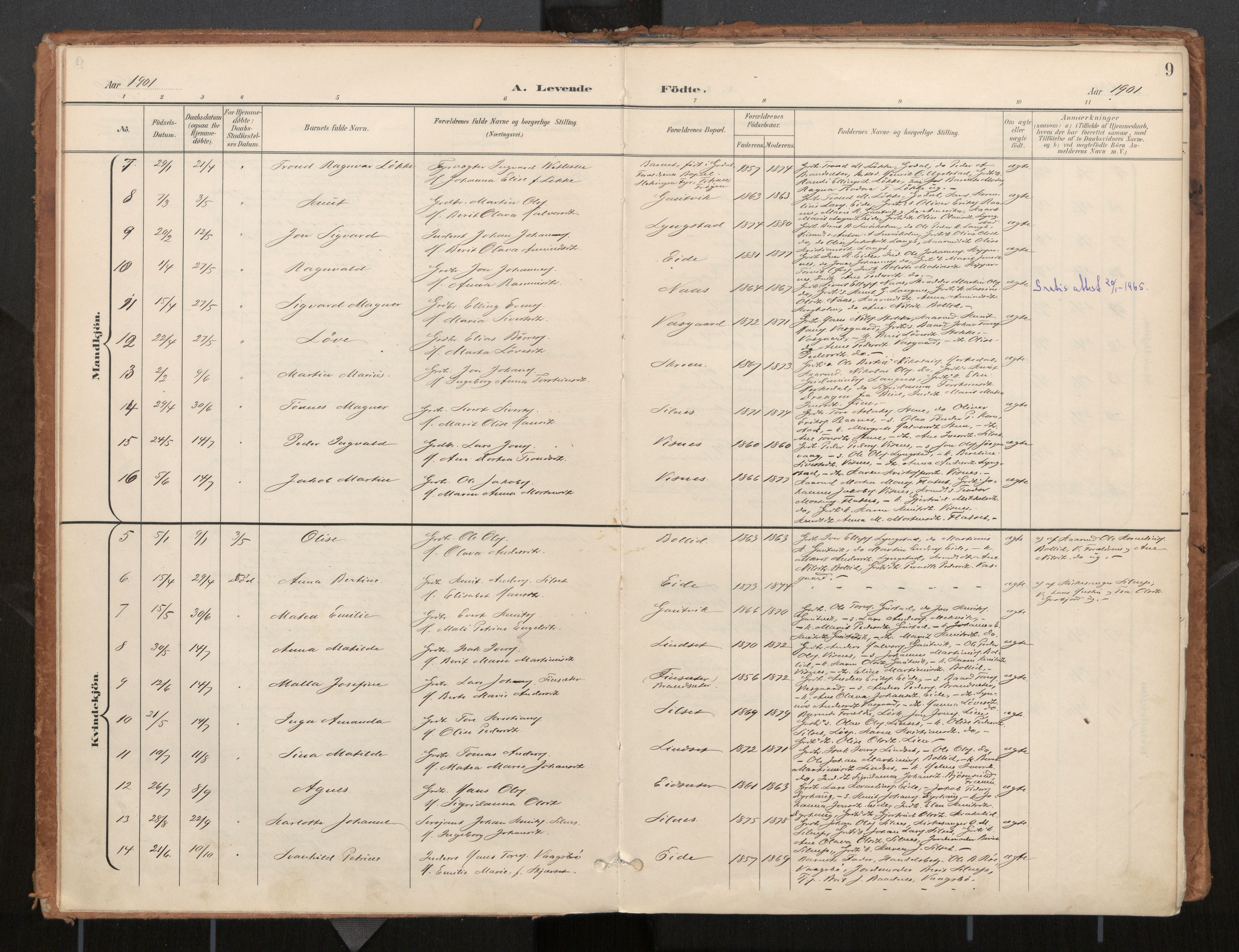 Ministerialprotokoller, klokkerbøker og fødselsregistre - Møre og Romsdal, AV/SAT-A-1454/571/L0836a: Ministerialbok nr. 571A02, 1898-1910, s. 9