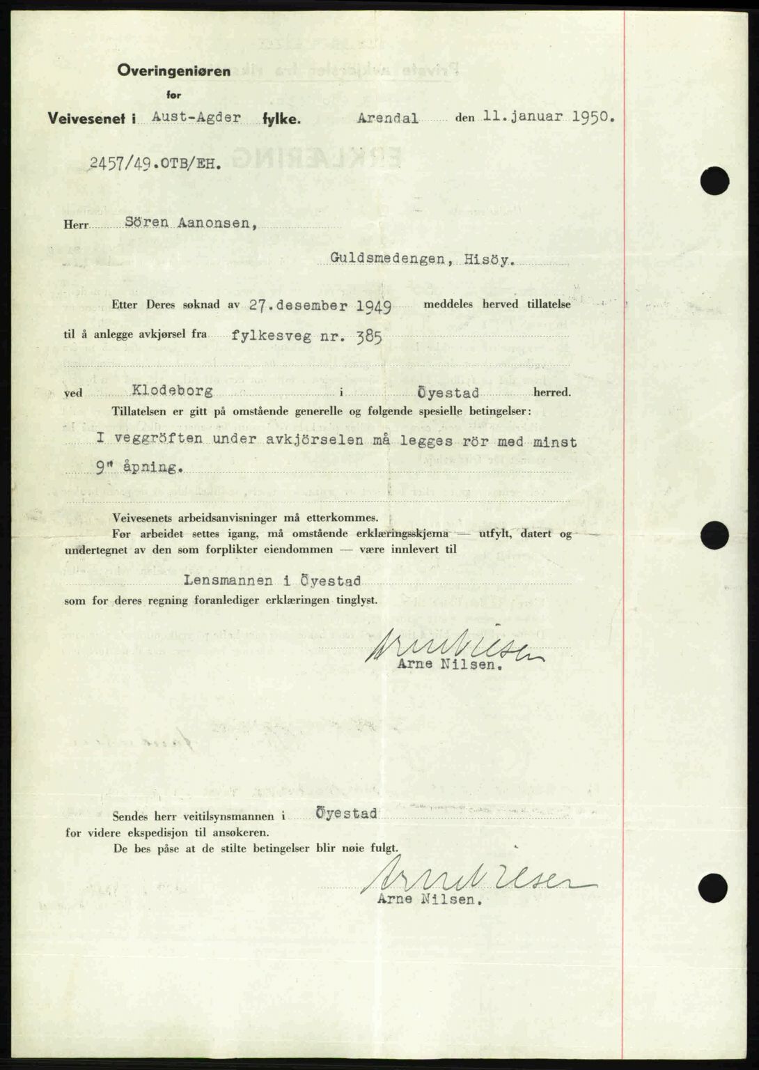 Nedenes sorenskriveri, AV/SAK-1221-0006/G/Gb/Gba/L0062: Pantebok nr. A14, 1949-1950, Dagboknr: 430/1950