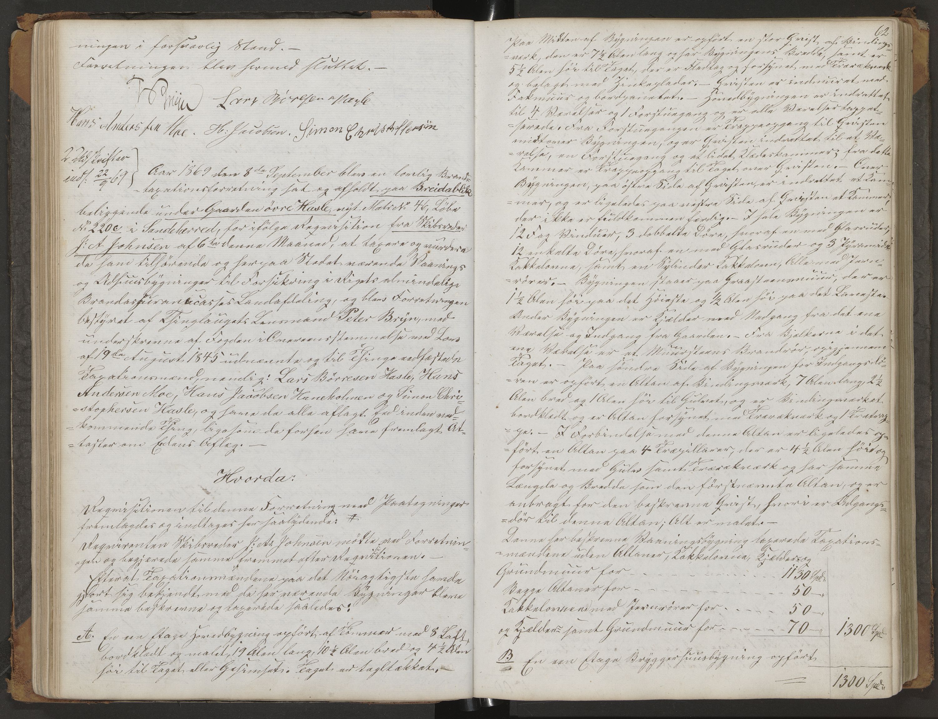 Sandar lensmannskontor, AV/SAKO-A-545/Y/Yc/Yca/L0002: Branntakstprotokoll, 1868-1881, s. 62