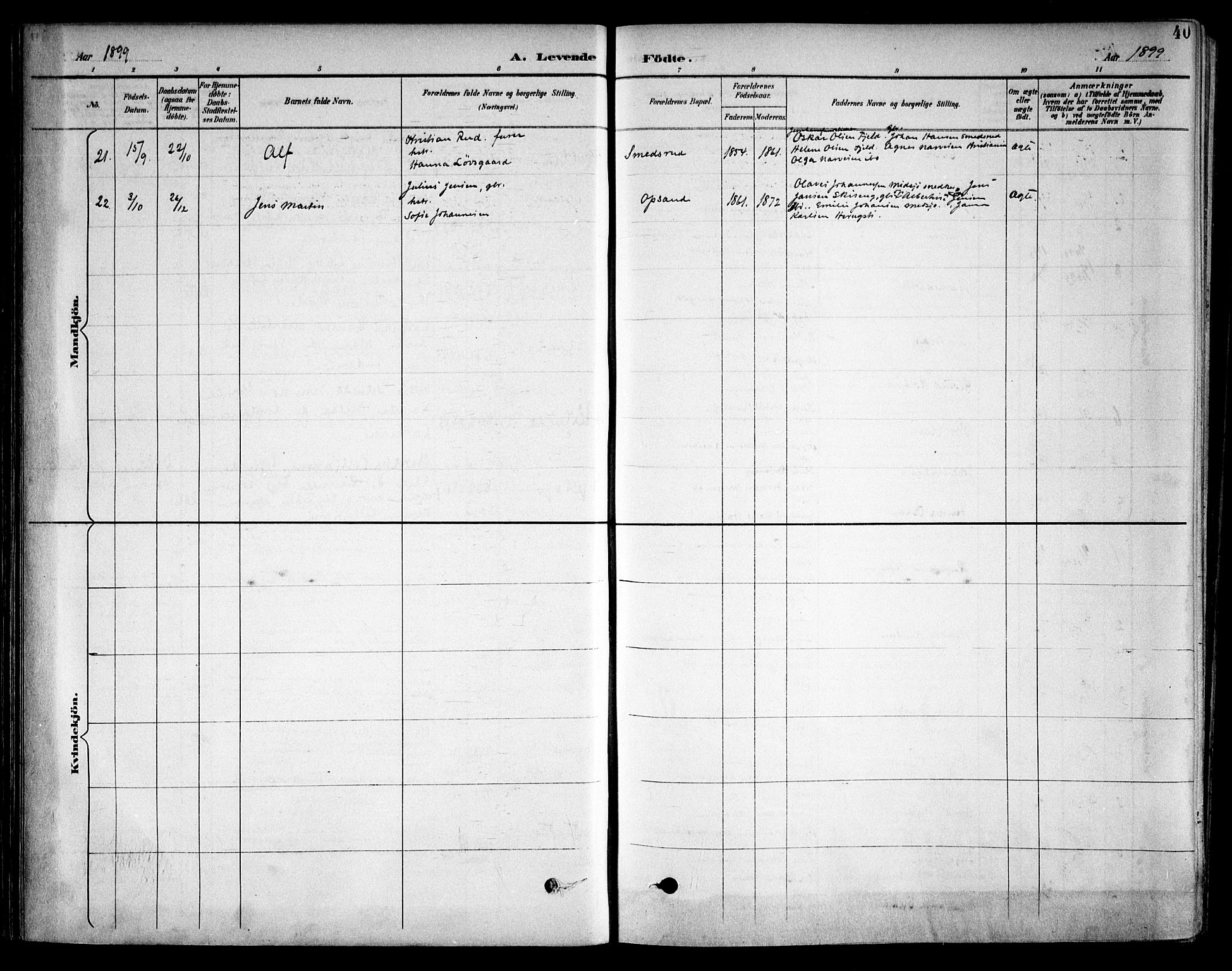 Kråkstad prestekontor Kirkebøker, AV/SAO-A-10125a/F/Fb/L0002: Ministerialbok nr. II 2, 1893-1917, s. 40