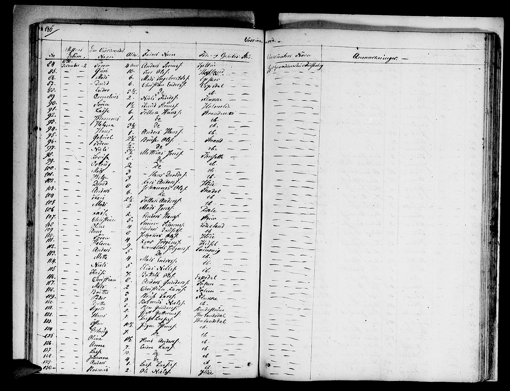 Fjaler sokneprestembete, AV/SAB-A-79801/H/Haa/Haaa/L0005: Ministerialbok nr. A 5, 1821-1835, s. 185