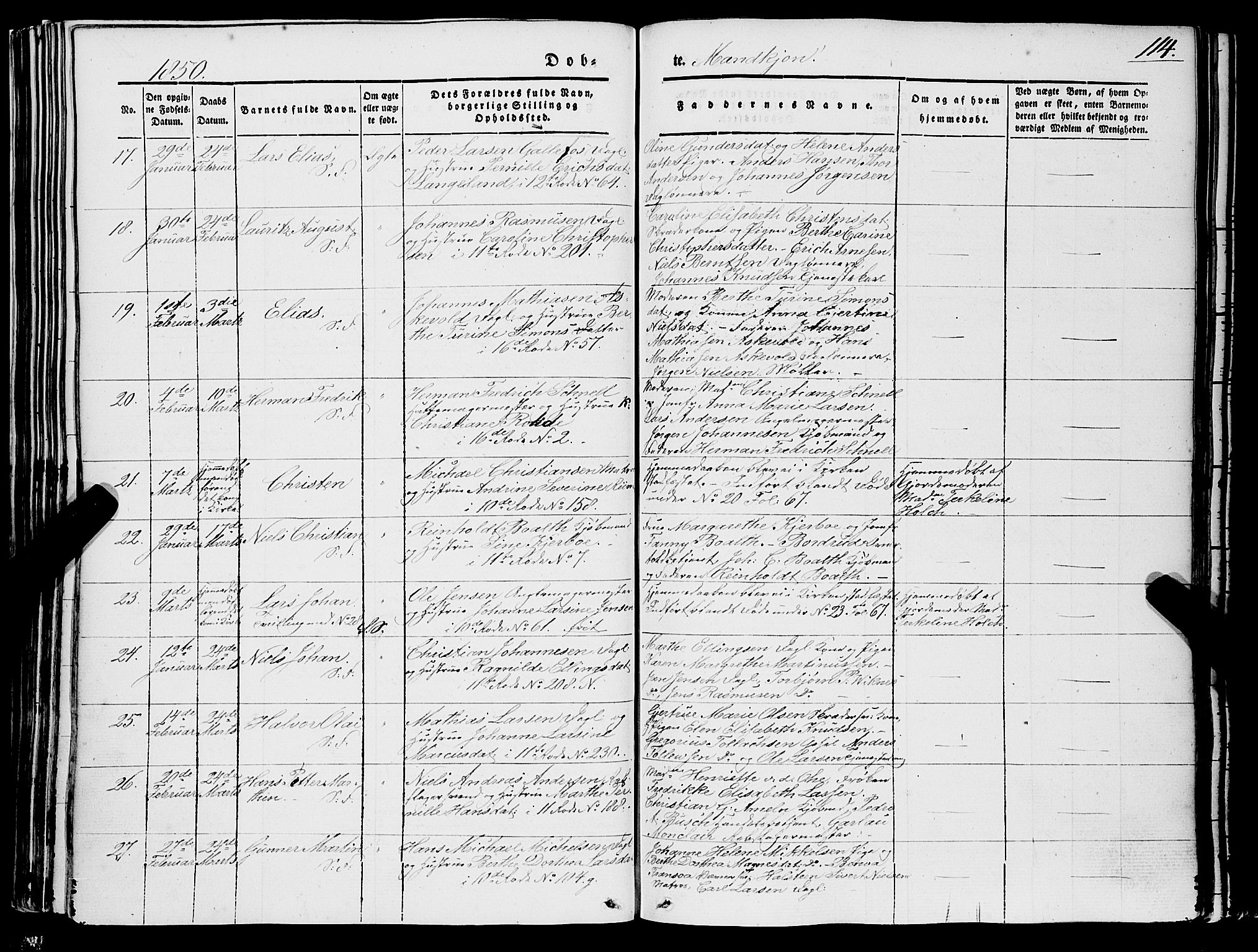 Domkirken sokneprestembete, AV/SAB-A-74801/H/Haa/L0019: Ministerialbok nr. B 2, 1841-1851, s. 114
