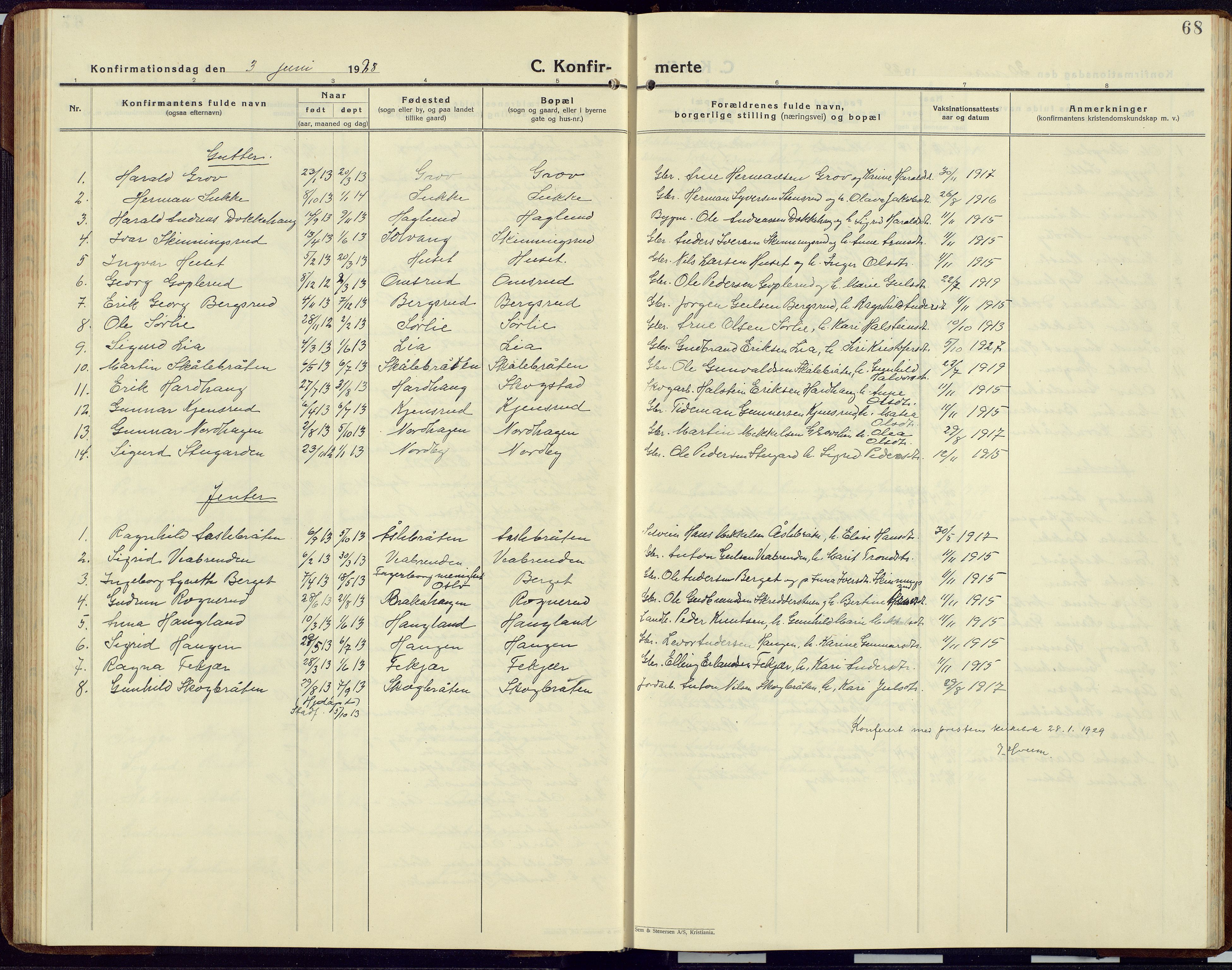 Sør-Aurdal prestekontor, AV/SAH-PREST-128/H/Ha/Hab/L0012: Klokkerbok nr. 12, 1924-1956, s. 68
