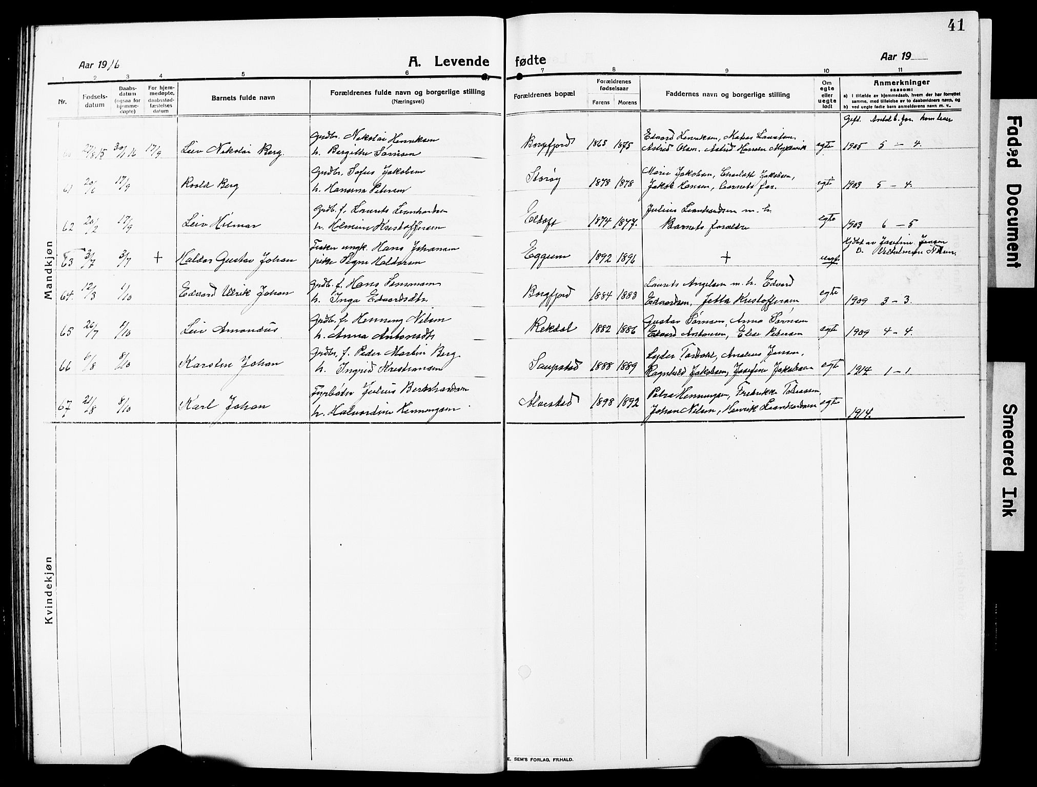Ministerialprotokoller, klokkerbøker og fødselsregistre - Nordland, AV/SAT-A-1459/880/L1142: Klokkerbok nr. 880C04, 1913-1930, s. 41