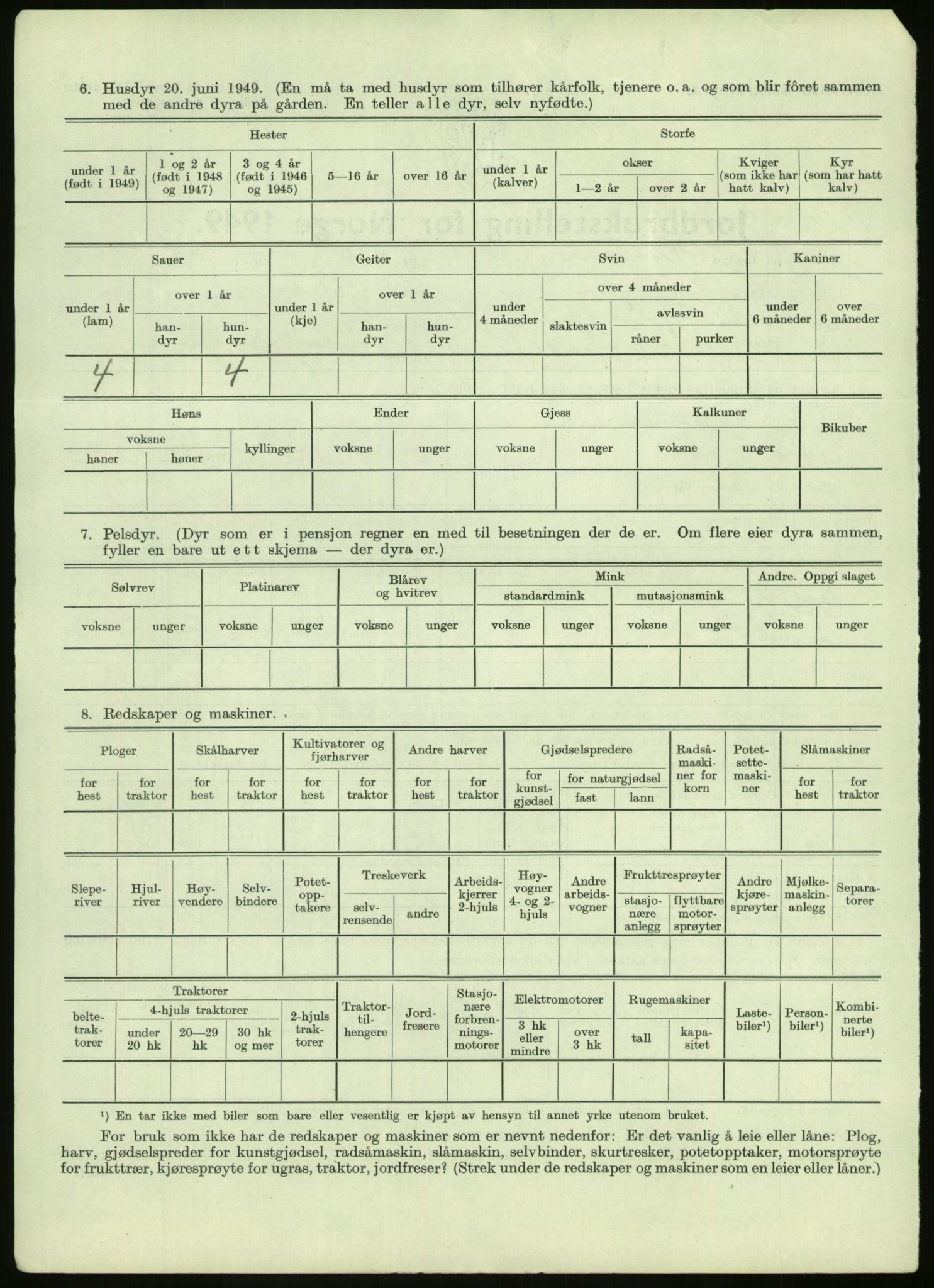 Statistisk sentralbyrå, Næringsøkonomiske emner, Jordbruk, skogbruk, jakt, fiske og fangst, AV/RA-S-2234/G/Gc/L0438: Troms: Salangen og Bardu, 1949, s. 14