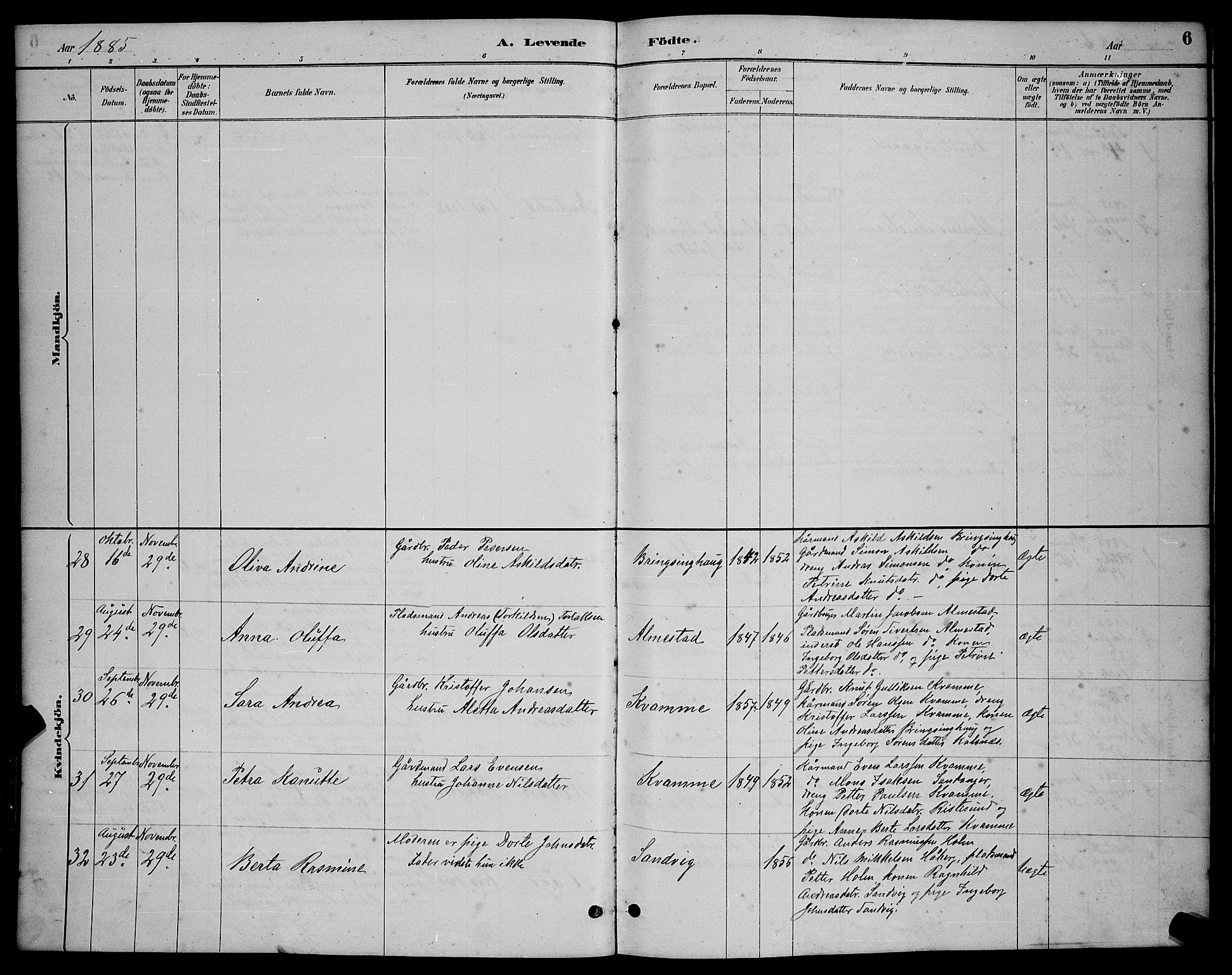 Ministerialprotokoller, klokkerbøker og fødselsregistre - Møre og Romsdal, AV/SAT-A-1454/503/L0048: Klokkerbok nr. 503C03, 1885-1893, s. 6