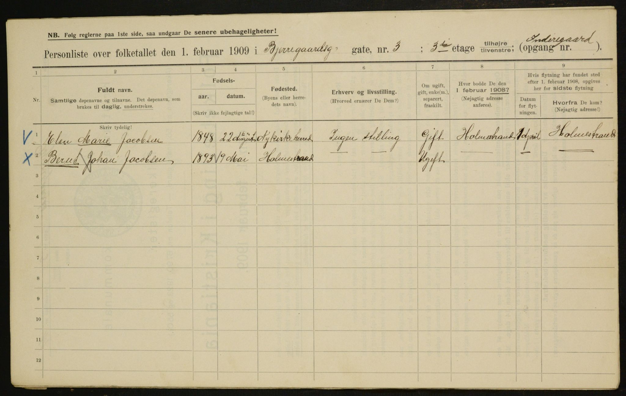 OBA, Kommunal folketelling 1.2.1909 for Kristiania kjøpstad, 1909, s. 5149