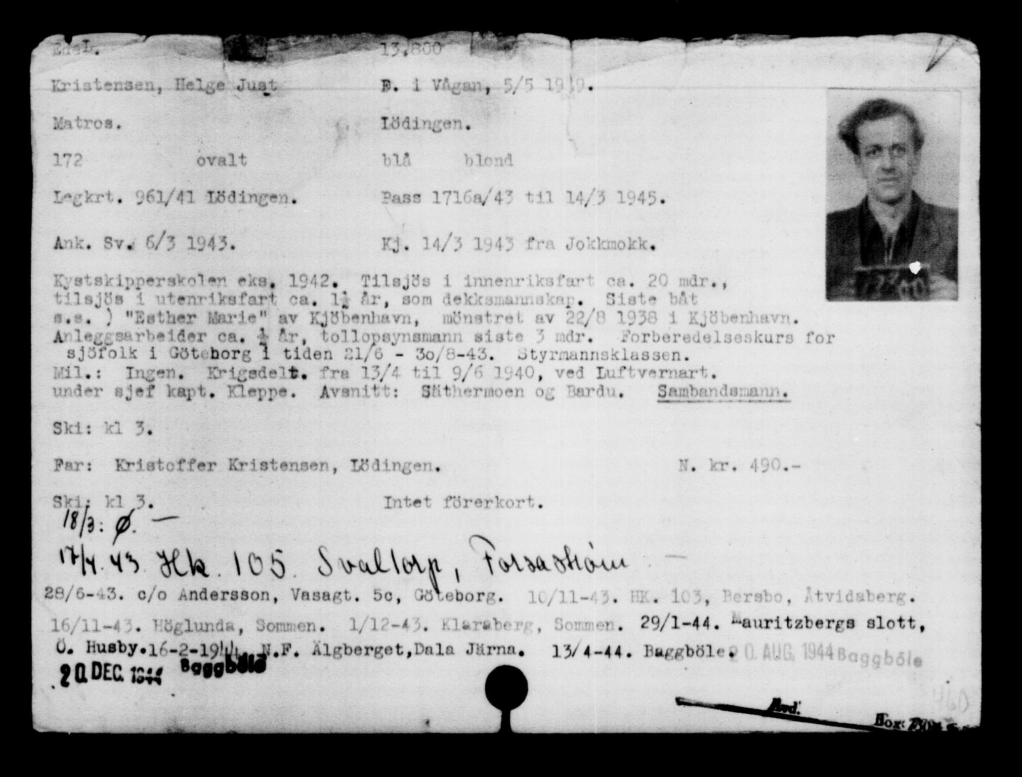 Den Kgl. Norske Legasjons Flyktningskontor, AV/RA-S-6753/V/Va/L0007: Kjesäterkartoteket.  Flyktningenr. 12700-15723, 1940-1945, s. 1254